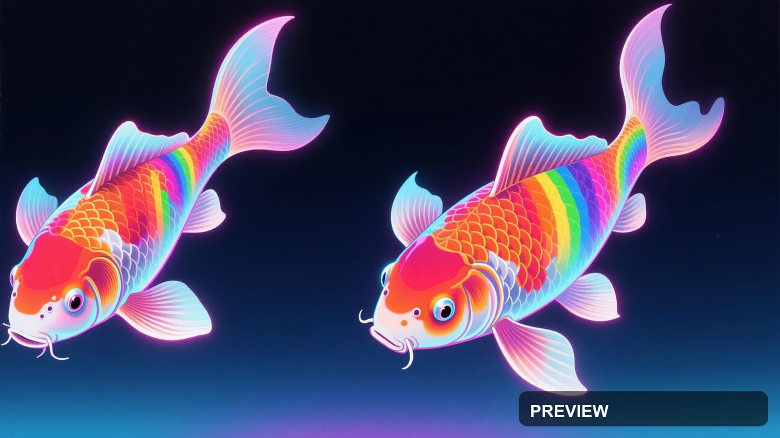 Koi Fish, Synthwave aesthetic, Airbrush, Minimal mood, Rainbow accents, Retro... — wallpaper — 3840×2160, Neon, Cinematic, Minimal
