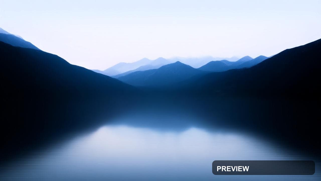 a tranquil mountain lake at dawn, minimal noise, crisp edges, premium design,... — wallpaper — 1280×720, Naturecore, Minimalist, Calm