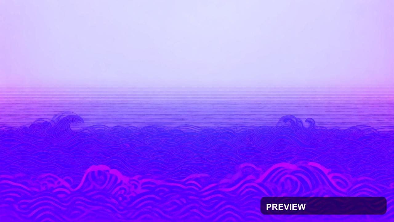 Ocean, Bright aesthetic, Art Deco, Nostalgic mood, Neon Purple accents, Waves... — wallpaper — 1280×720, Neon, Cinematic, Bright