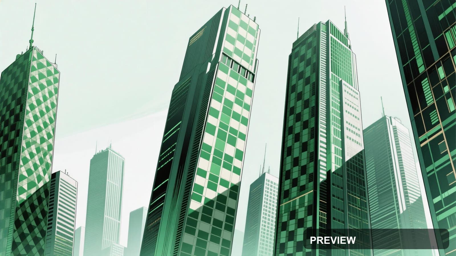 Skyscrapers, Luxury aesthetic, Manga, Minimal mood, Green accents, Plaid patt... — wallpaper — 3840×2160, Space, Cinematic, Minimal