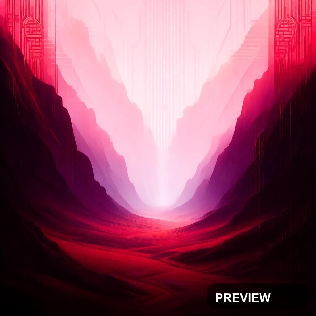 Valley, Fantasy aesthetic, Art Deco, Soft mood, Red accents, Scanlines patter... — wallpaper — 1024×1024, Space, Cinematic, Soft