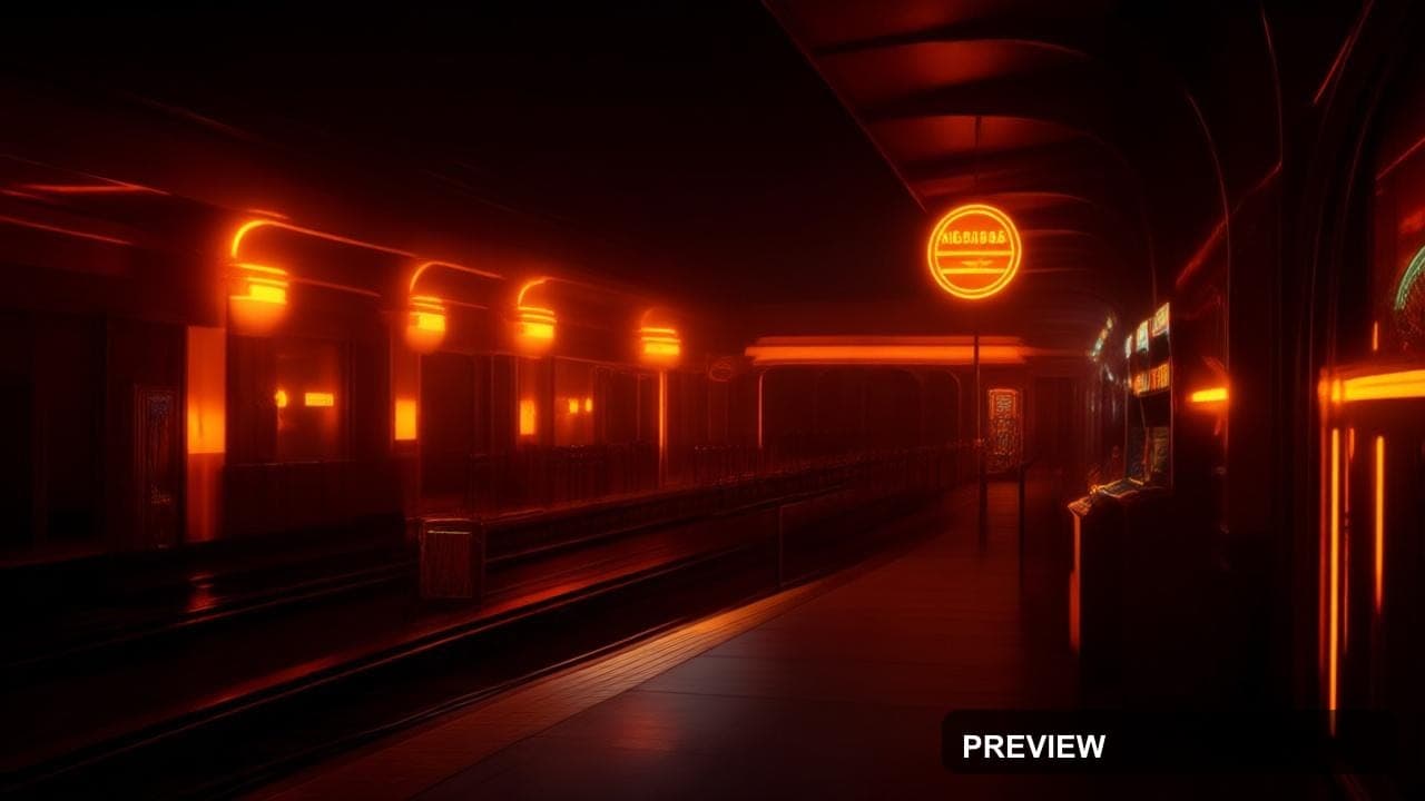 Train Station, Retro Arcade aesthetic, Neon Glow, Bright mood, Neon Orange ac... — wallpaper — 1280×720, Neon, Cinematic, Bright