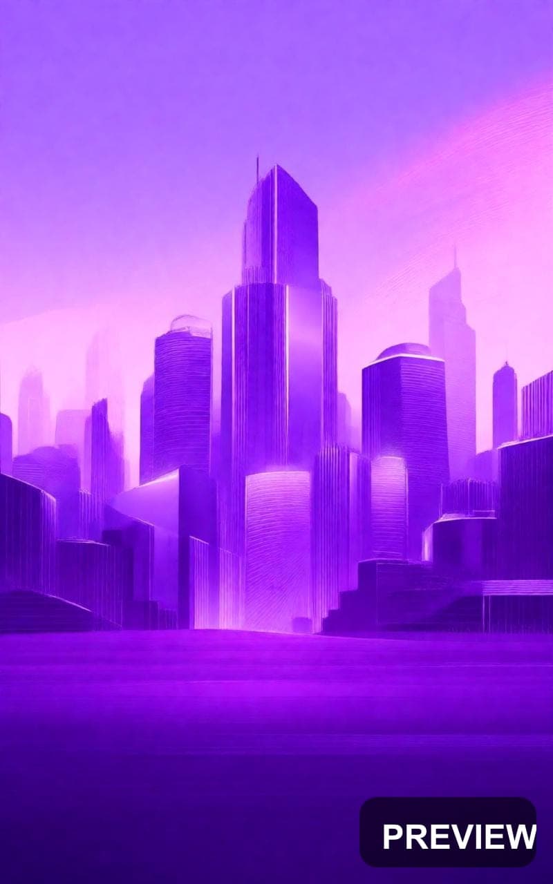 Skyline, Luxury aesthetic, Matte Painting, Luxurious mood, Violet accents, Li... — wallpaper — 800×1280, Space, Cinematic, Soft