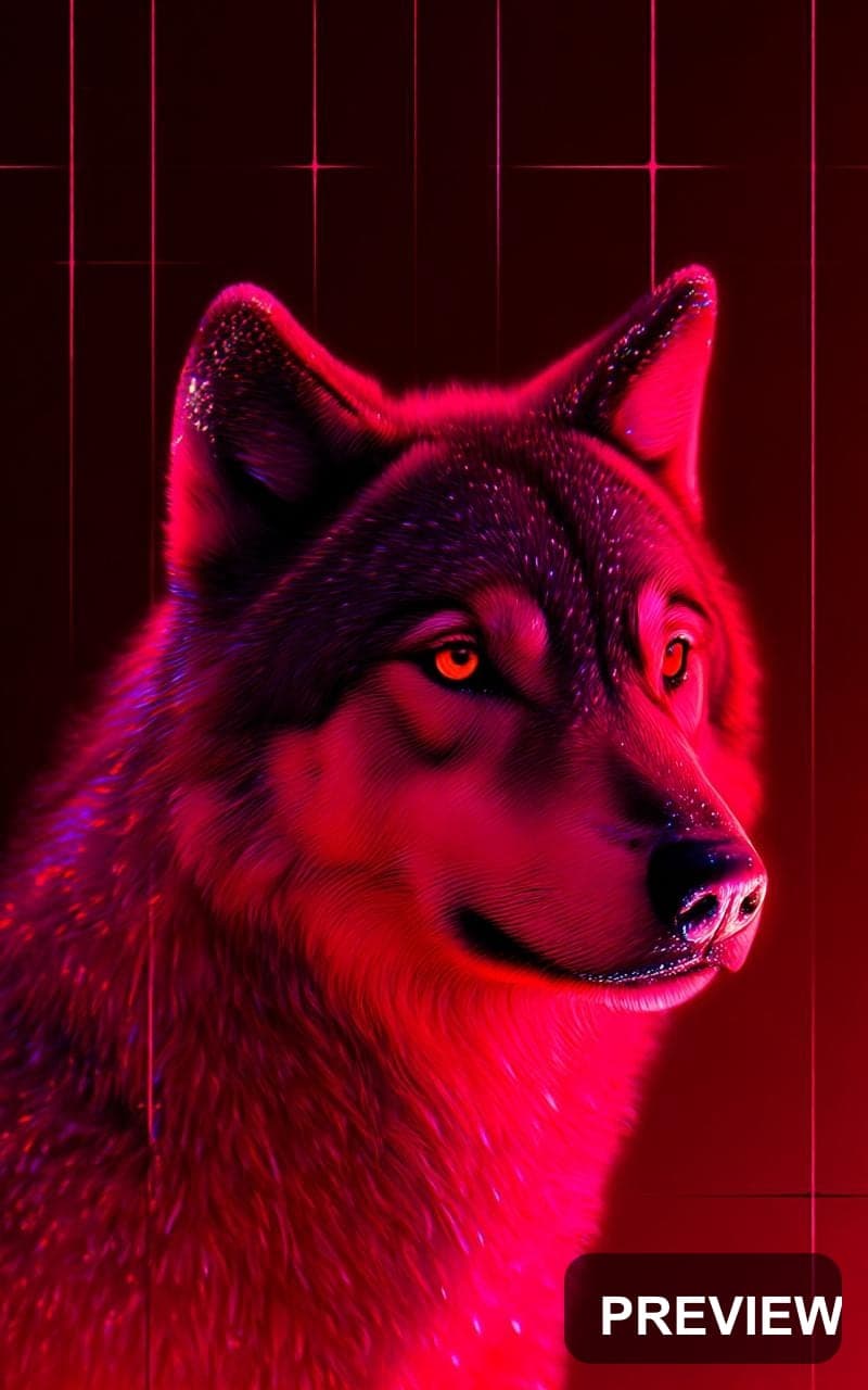 Wolves, Luxury aesthetic, Holographic, Nostalgic mood, Red accents, Retro Gri... — wallpaper — 800×1280, Space, Cinematic, Soft