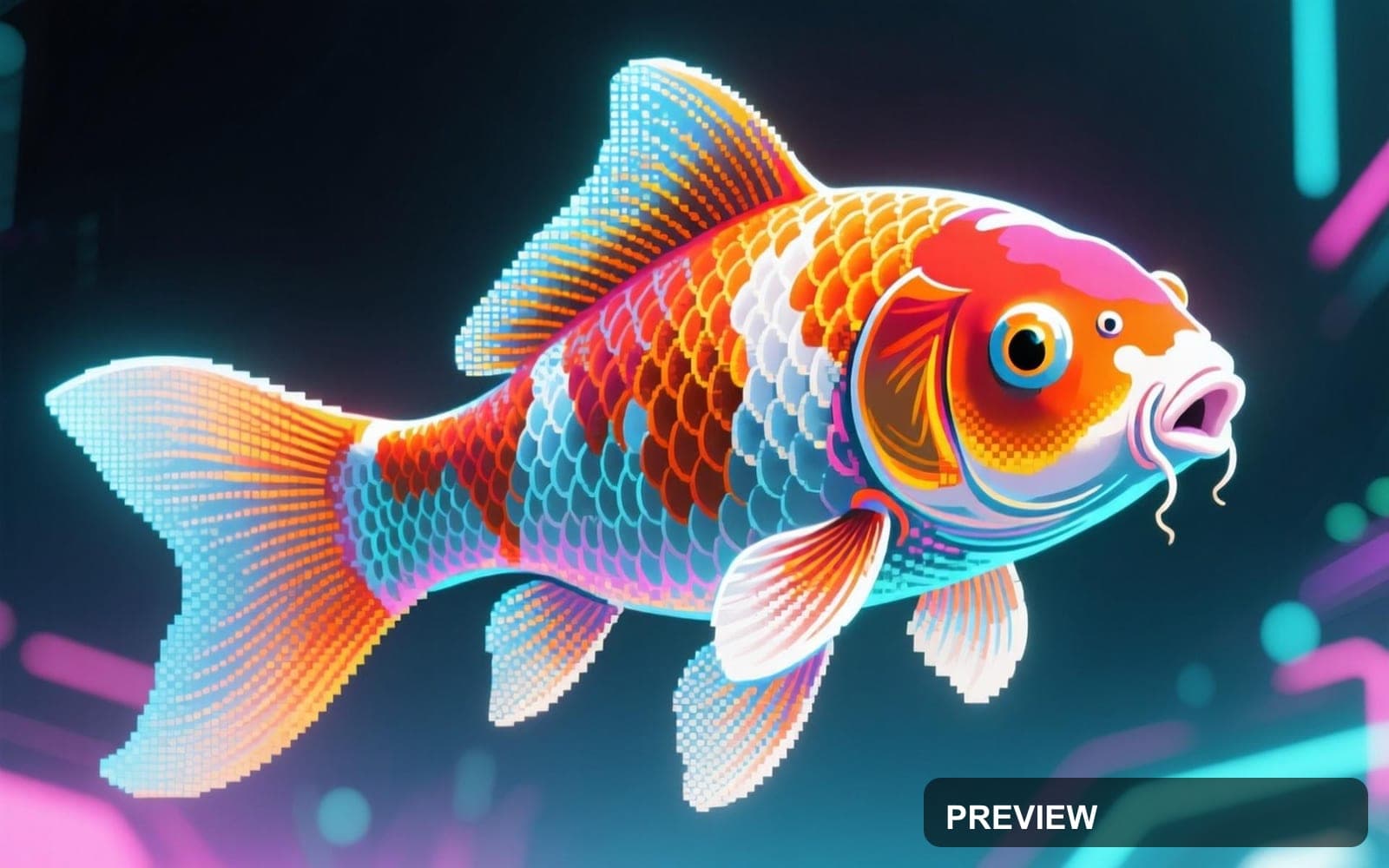 Koi Fish, Solarpunk aesthetic, Dithered, Playful mood, Vibrant accents, high ... — wallpaper — 1920×1200, Space, Cinematic, Soft