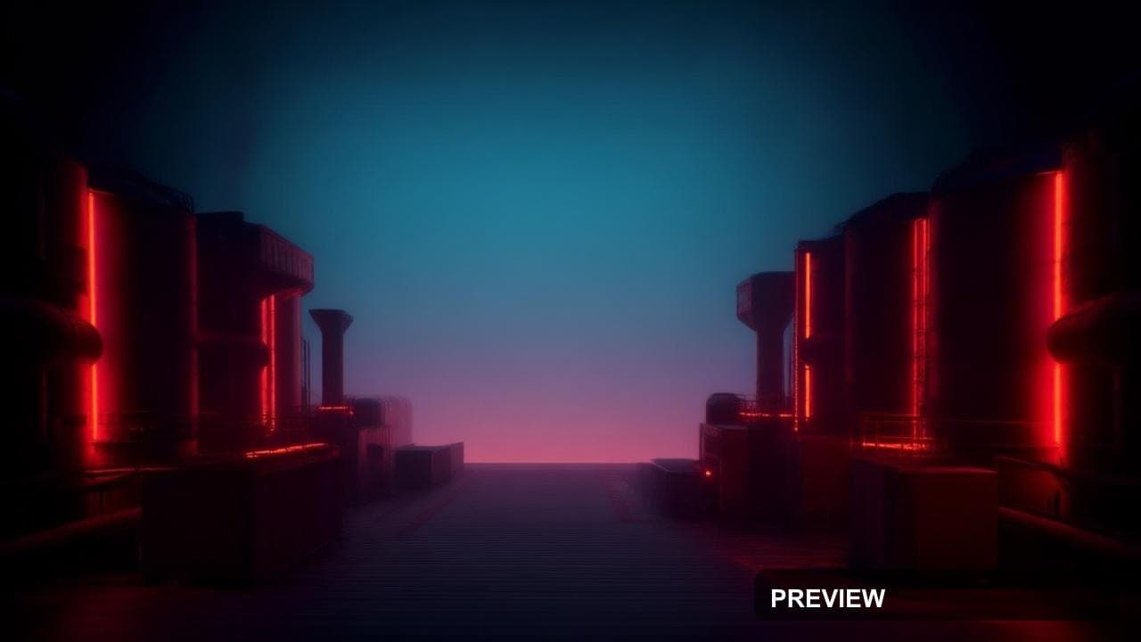 Industrial Factory, Retro Arcade aesthetic, Gradient, Calm mood, Neon Red acc... — wallpaper — 1280×720, Neon, Cinematic, Calm