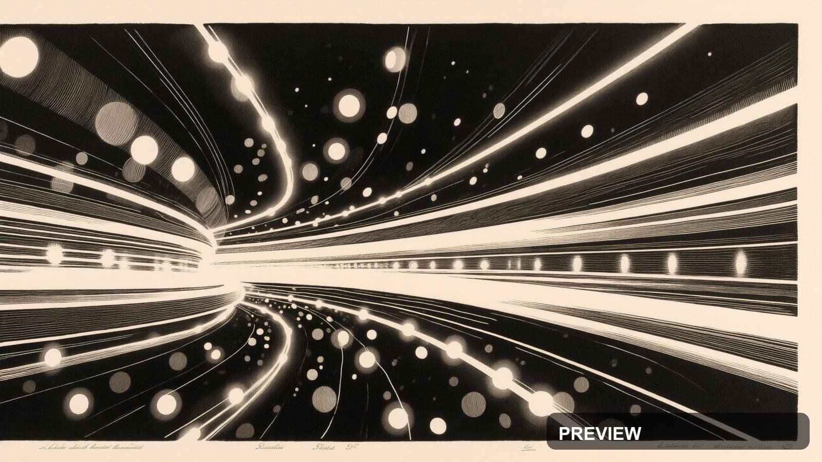 Light Trails, Retro Futurism aesthetic, Lithograph, Nostalgic mood, Tri-tone ... — wallpaper — 3840×2160, Space, Cinematic, Soft