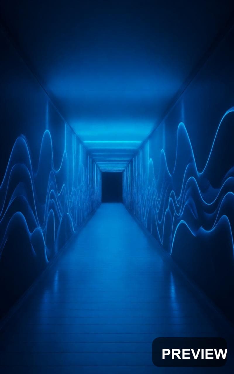 Arcade Hallway, Space aesthetic, Cinematic, Epic mood, Blue accents, Waves pa... — wallpaper — 800×1280, Retro Arcade, Cinematic, Soft