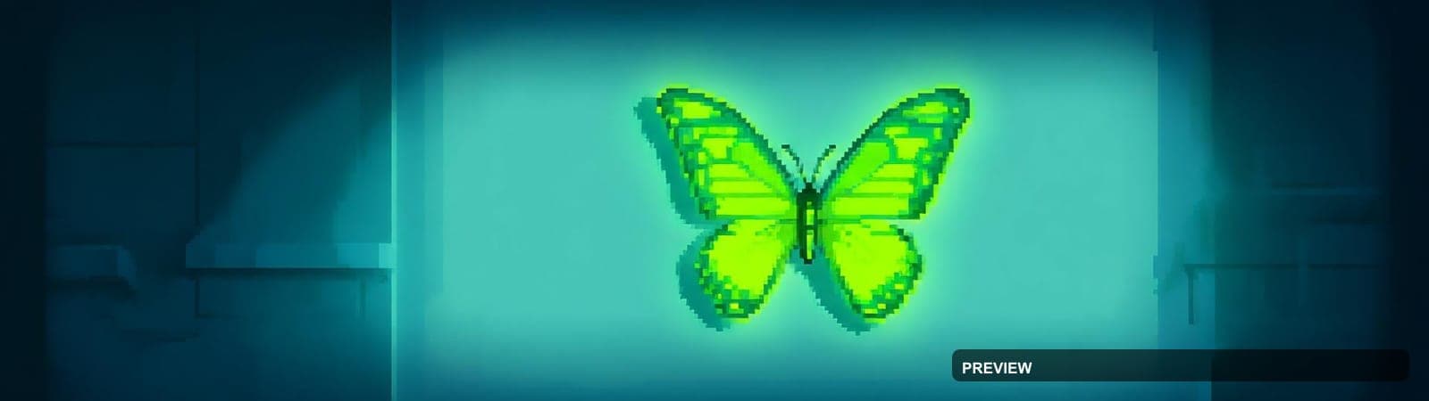 Butterflies, Industrial aesthetic, Pixel Art, Minimal mood, Neon Lime accents... — wallpaper — 1920×540, Neon, Cinematic, Minimal