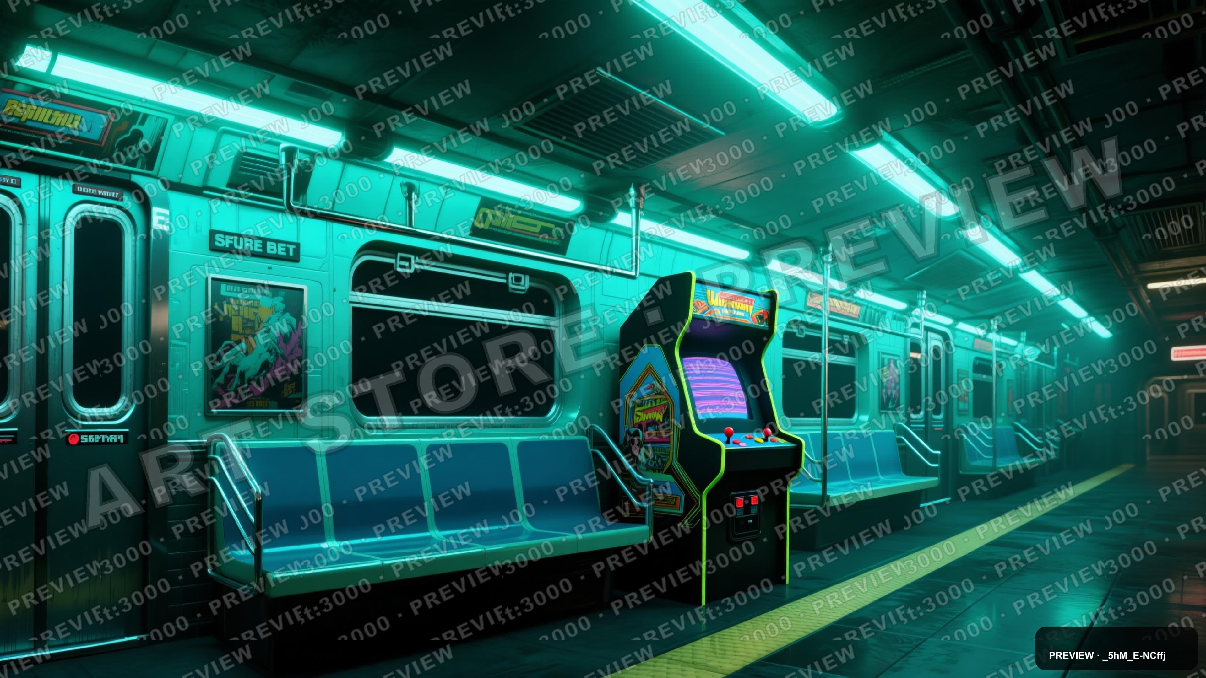 Subway, Retro Arcade aesthetic, Airbrush, Epic mood, Teal accents, ultra clea... — wallpaper — 3840×2160, Neon, Cinematic, Epic