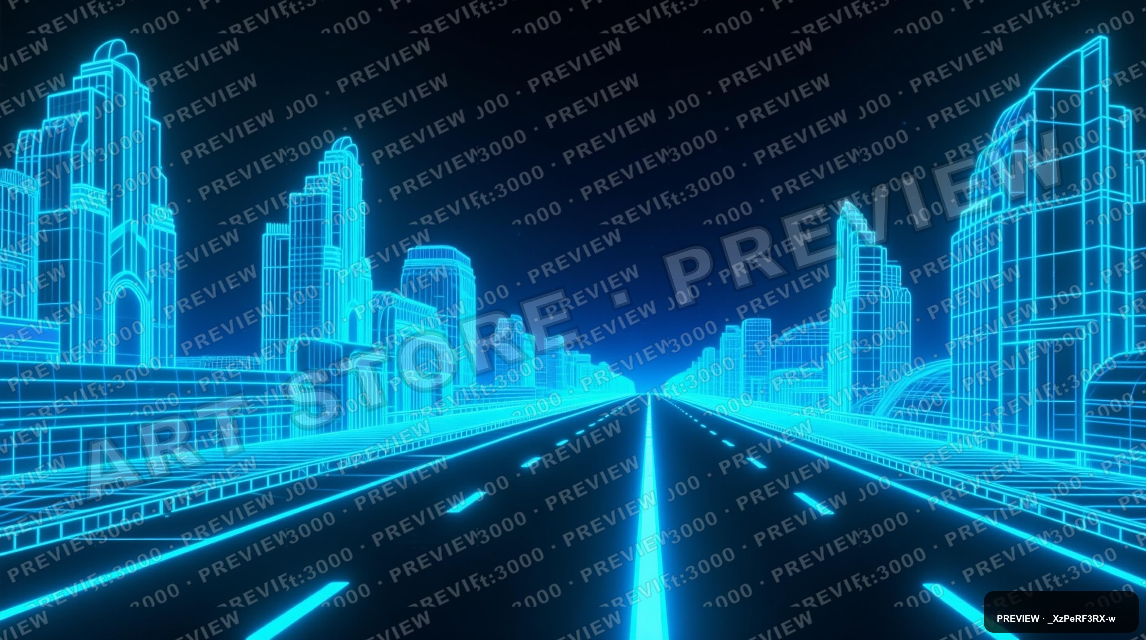 Highway, Synthwave aesthetic, Wireframe, Playful mood, Neon Blue accents, Lig... — wallpaper — 3840×2144, Neon, Cinematic, Playful