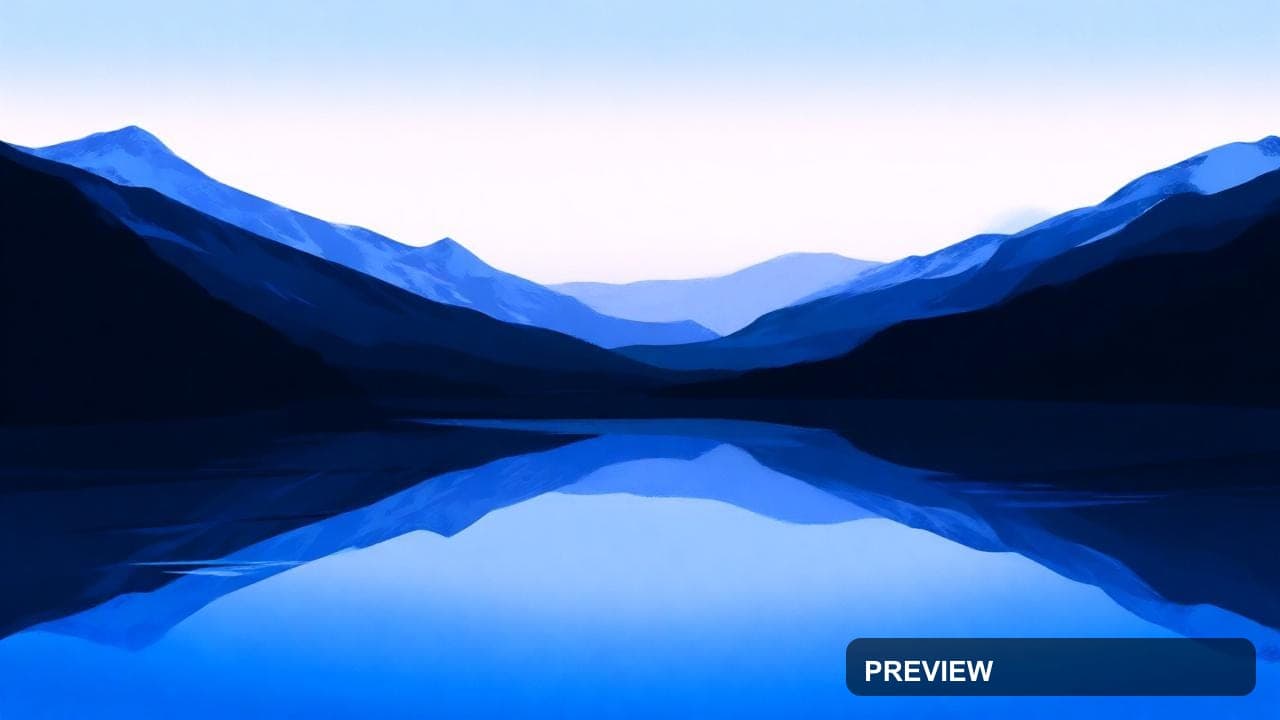 a tranquil mountain lake at dawn, stylized illustration, clean shapes, bold c... — wallpaper — 1280×720, Naturecore, Stylized Illustration, Calm