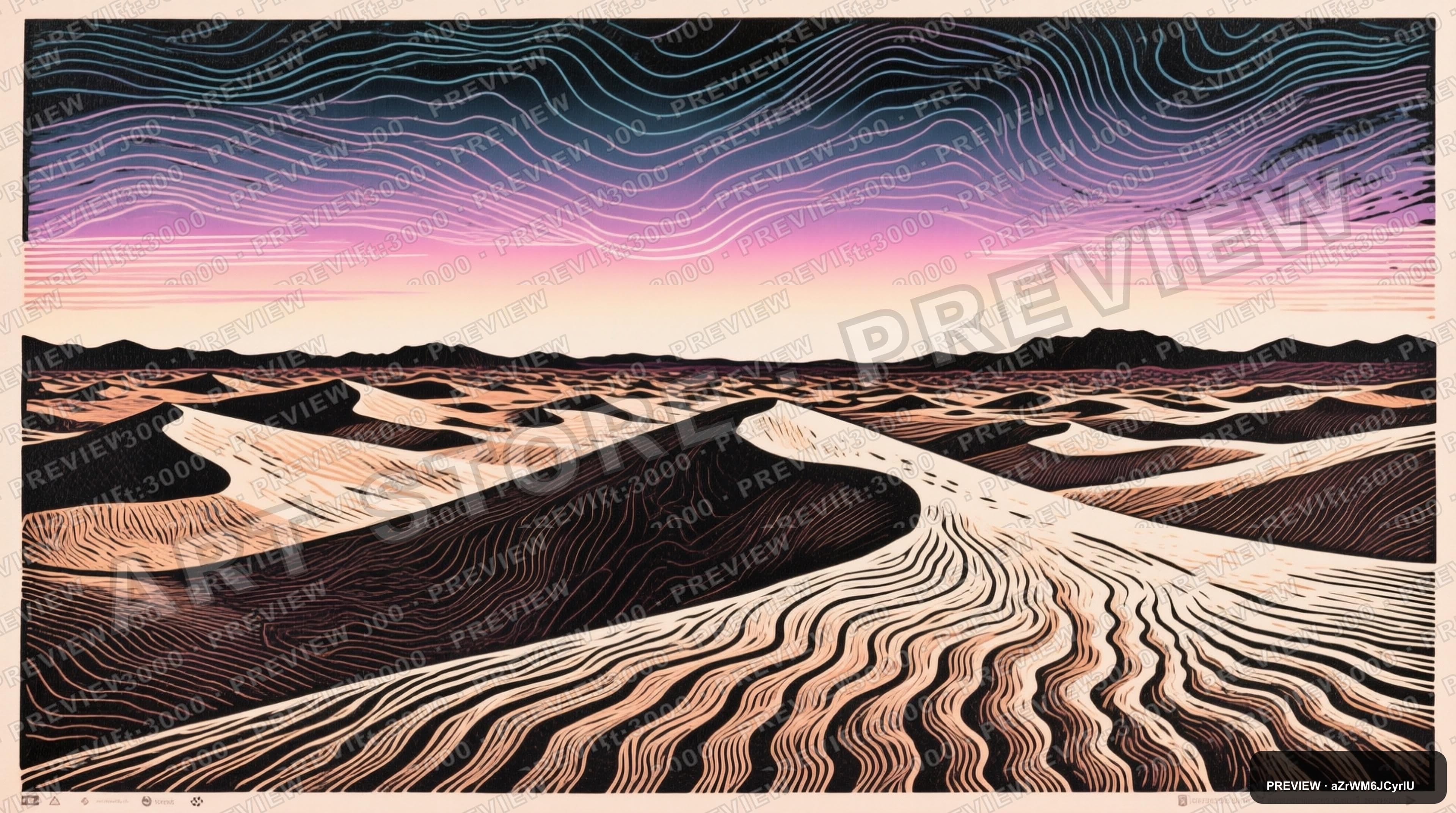 Desert, Vaporwave aesthetic, Woodcut, Mysterious mood, Tri-tone accents, Topo... — wallpaper — 3840×2144, Vaporwave, Cinematic, Mysterious