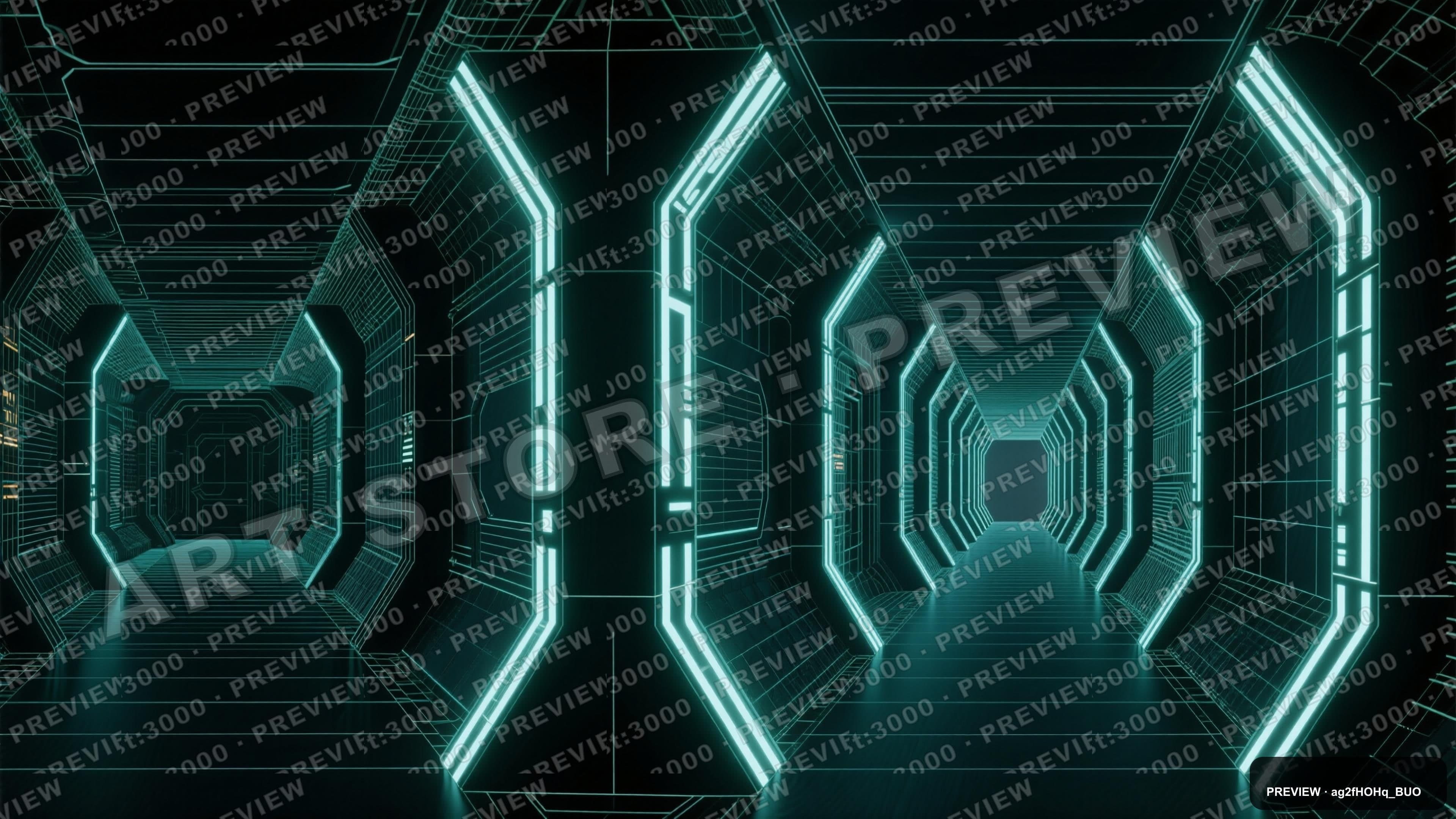 Sci‑Fi Corridor, Retro Arcade aesthetic, Wireframe, Noir mood, Muted accents,... — wallpaper — 3840×2160, Neon, Cinematic, Noir