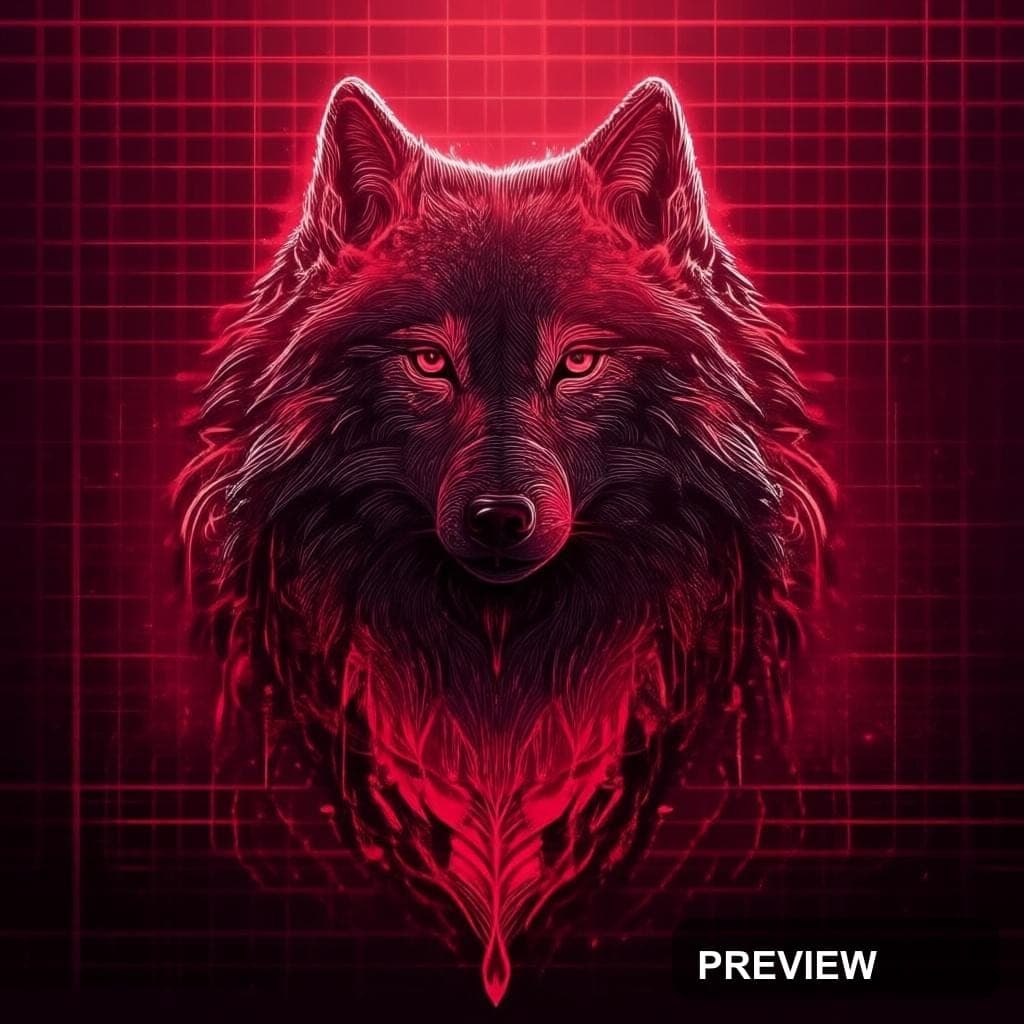 Wolves, Naturecore aesthetic, Graphic Design, Dreamy mood, Red accents, Retro... — wallpaper — 1024×1024, Space, Cinematic, Dreamy