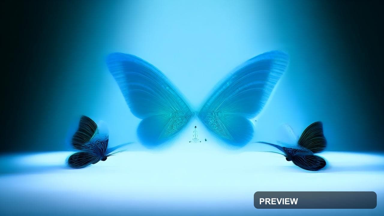 Butterflies, Maximal aesthetic, Stop Motion, Meditative mood, Cool Palette ac... — wallpaper — 1280×720, Space, Cinematic, Soft