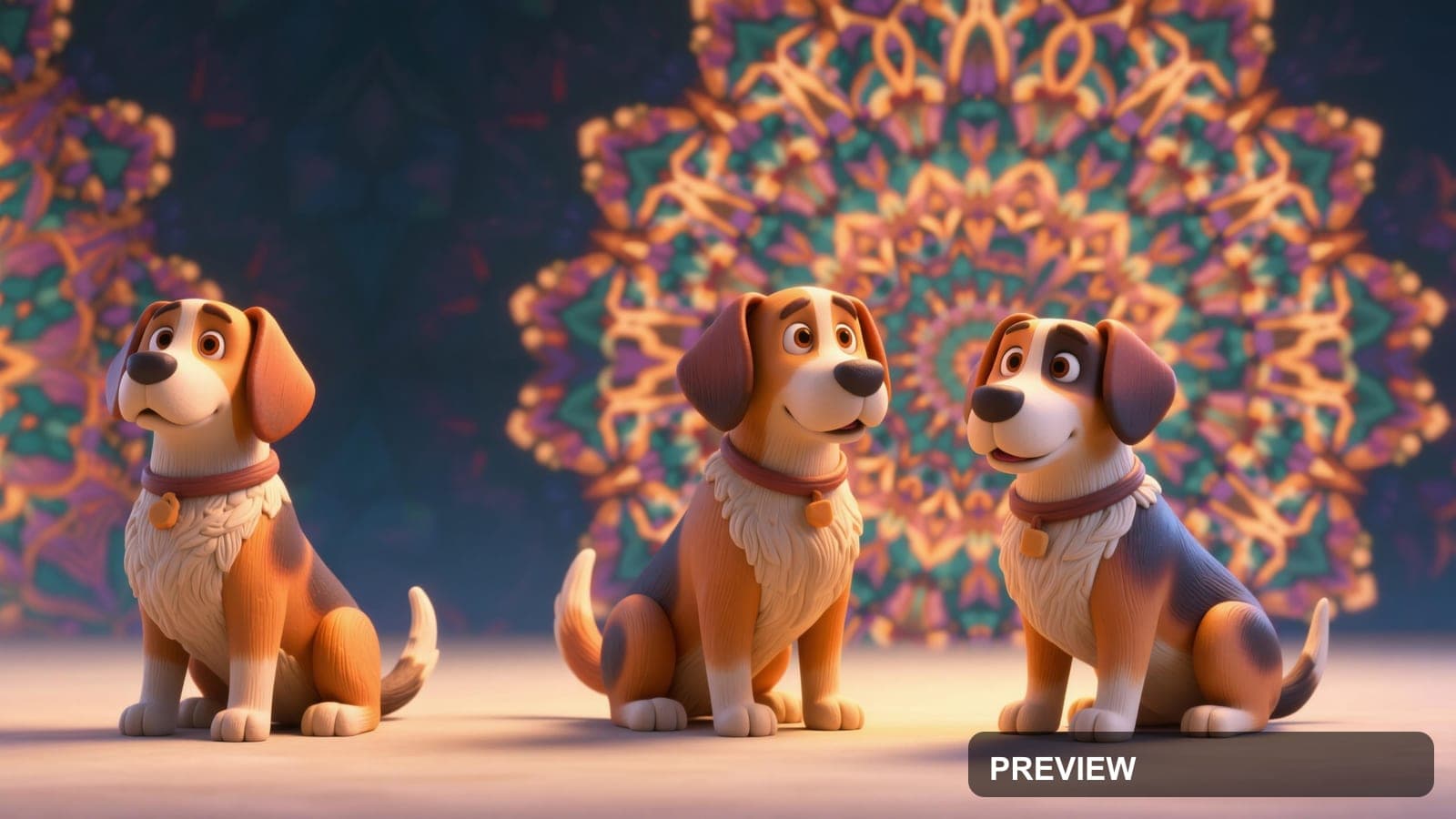 Dogs, Chill aesthetic, Claymation, Calm mood, Warm Palette accents, Kaleidosc... — wallpaper — 3840×2160, Space, Cinematic, Calm