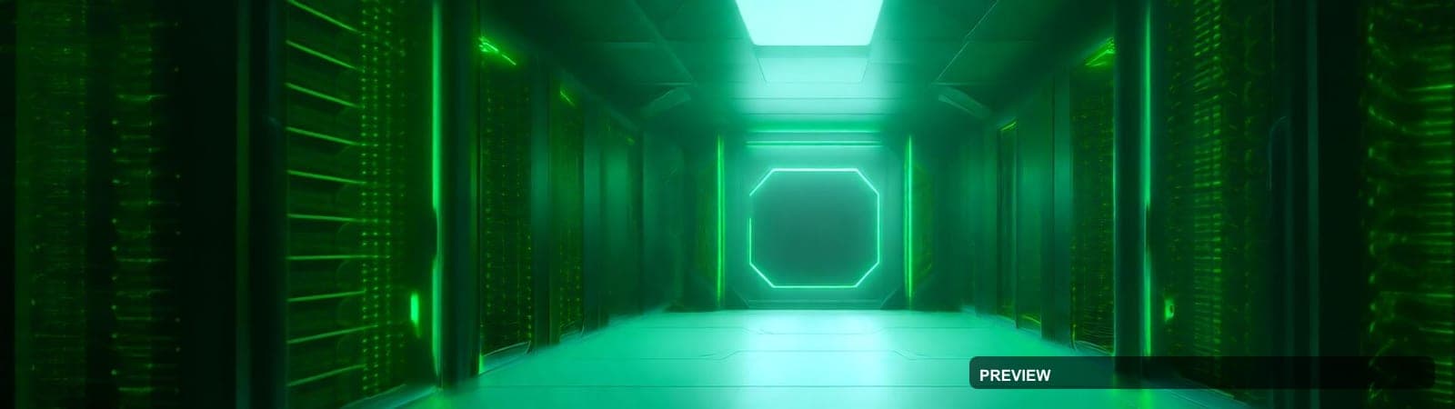 Server Room, Space aesthetic, Geometric, Epic mood, Neon Green accents, high ... — wallpaper — 1920×540, Neon, Cinematic, Soft