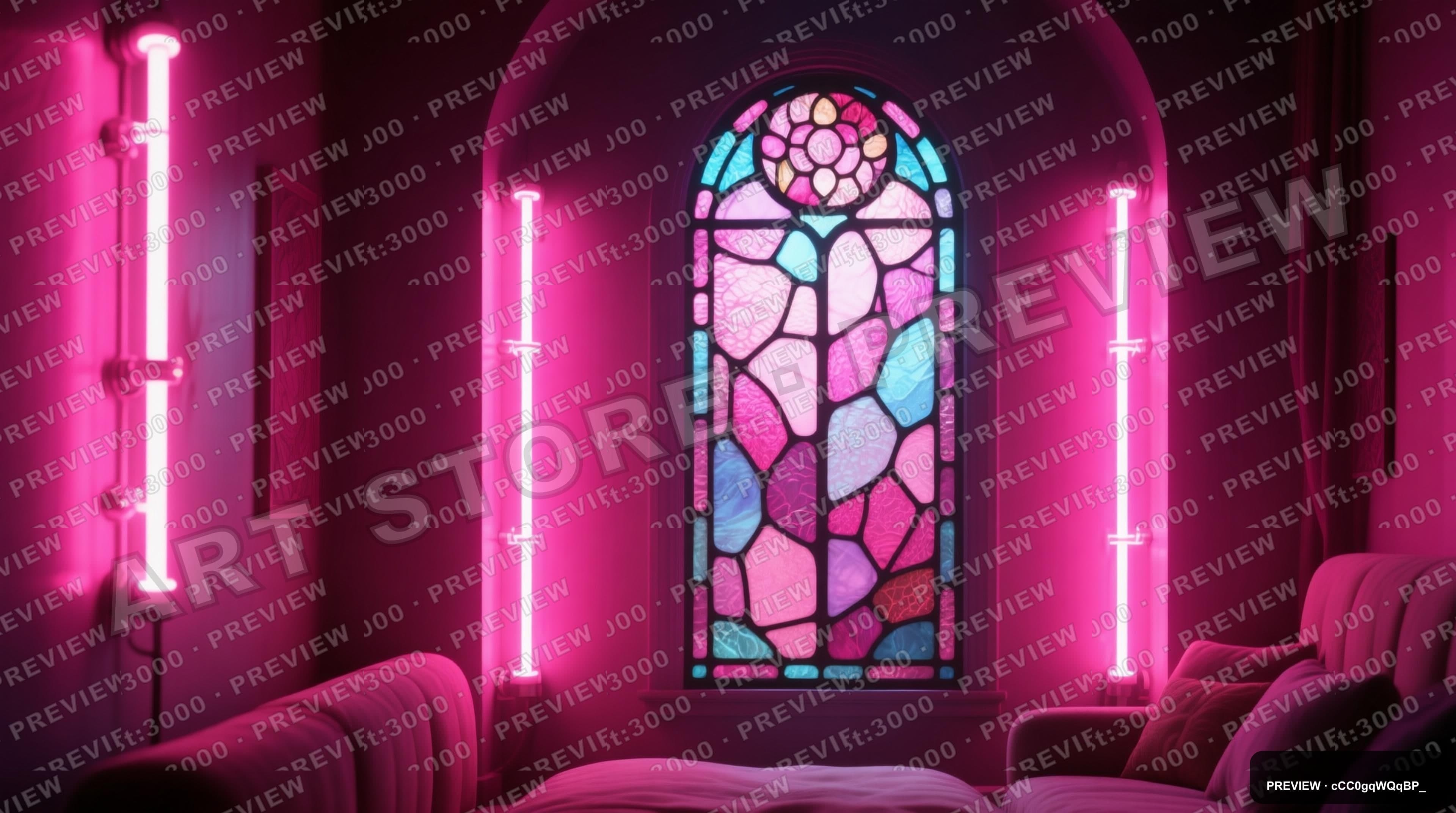 Neon Tubes, Cozy aesthetic, Stained Glass, Meditative mood, Fuchsia accents, ... — wallpaper — 3840×2144, Neon, Cinematic, Cozy