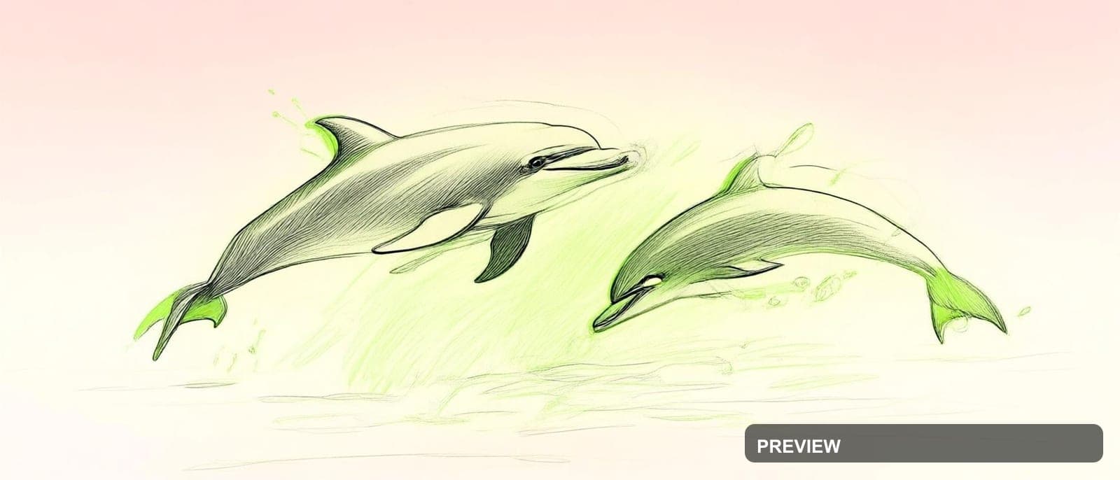 Dolphins, Vaporwave aesthetic, Pencil Sketch, Cozy mood, Neon Lime accents, h... — wallpaper — 1680×720, Neon, Cinematic, Cozy