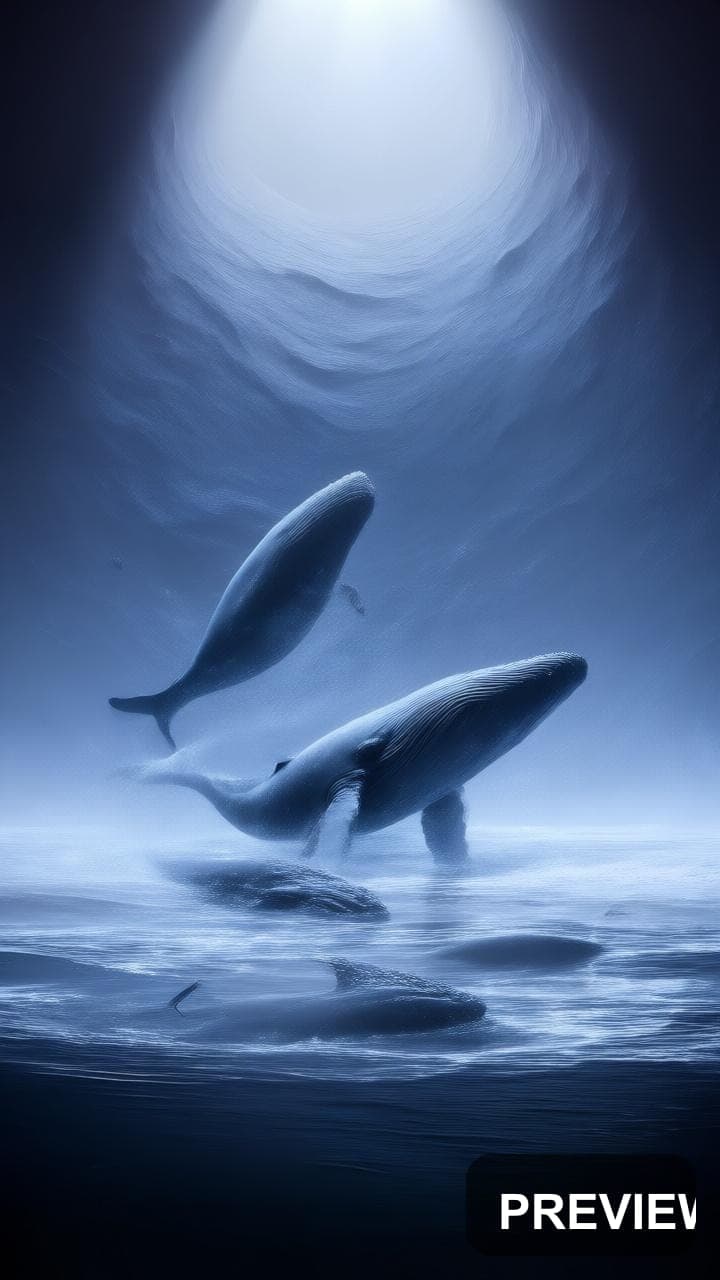 Whales, Cyberpunk aesthetic, Monochrome, Epic mood, White accents, high detai... — wallpaper — 720×1280, Cyberpunk, Cinematic, Soft
