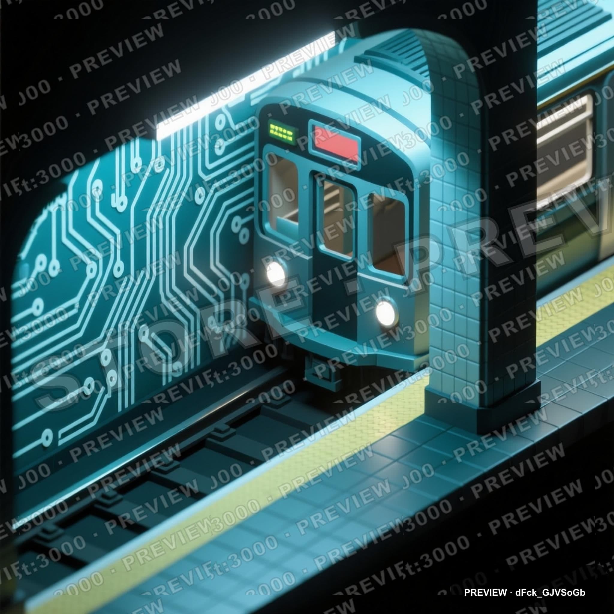 Subway, Bright aesthetic, Isometric, Moody mood, Cool Palette accents, Circui... — wallpaper — 2048×2048, Space, Cinematic, Moody