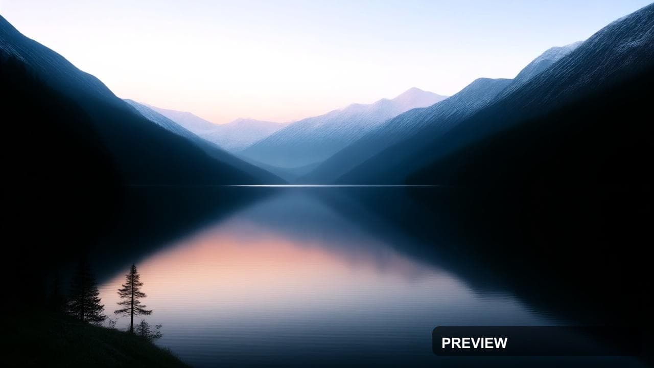 a tranquil mountain lake at dawn, photorealistic, wide angle, cinematic, safe... — wallpaper — 1280×720, Naturecore, Photorealistic, Calm