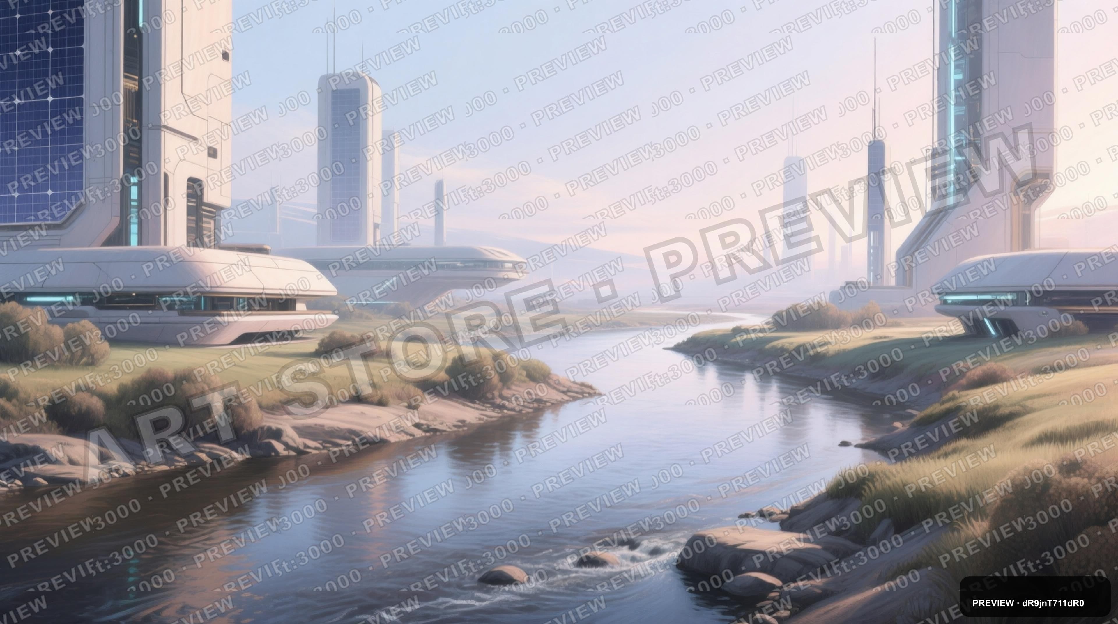 River, Solarpunk aesthetic, Chalk Pastel, Luxurious mood, Muted accents, Mini... — wallpaper — 3840×2144, Space, Cinematic, Soft