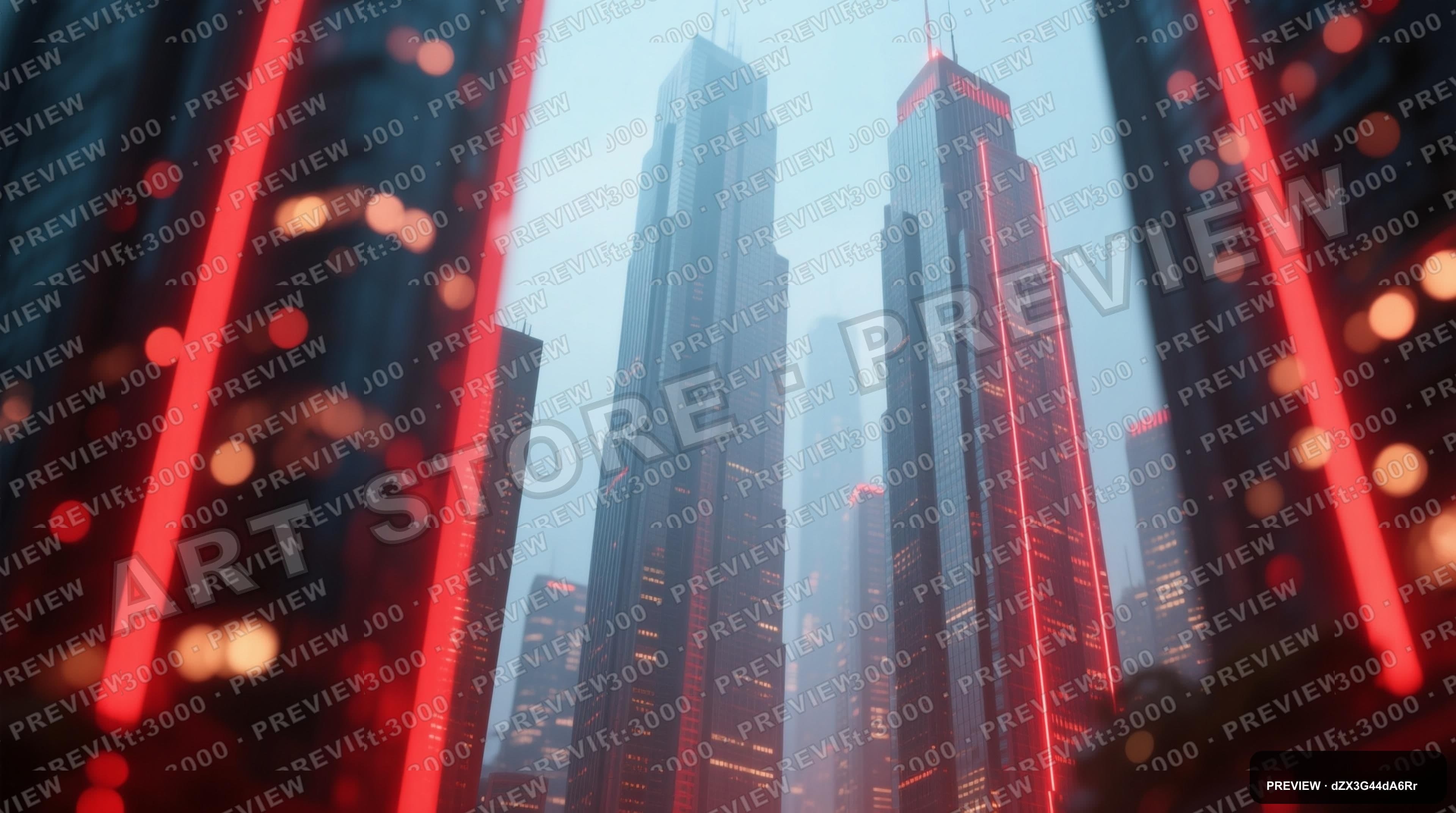 Skyscrapers, Cozy aesthetic, Travel Poster, Serene mood, Neon Red accents, Bo... — wallpaper — 3840×2144, Neon, Cinematic, Serene
