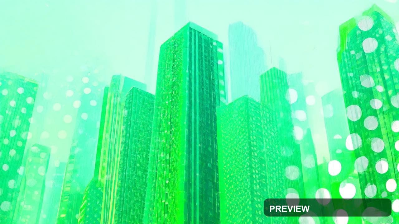 Skyscrapers, Futuristic aesthetic, Collage, Nostalgic mood, Lime accents, Pol... — wallpaper — 1280×720, Space, Cinematic, Soft