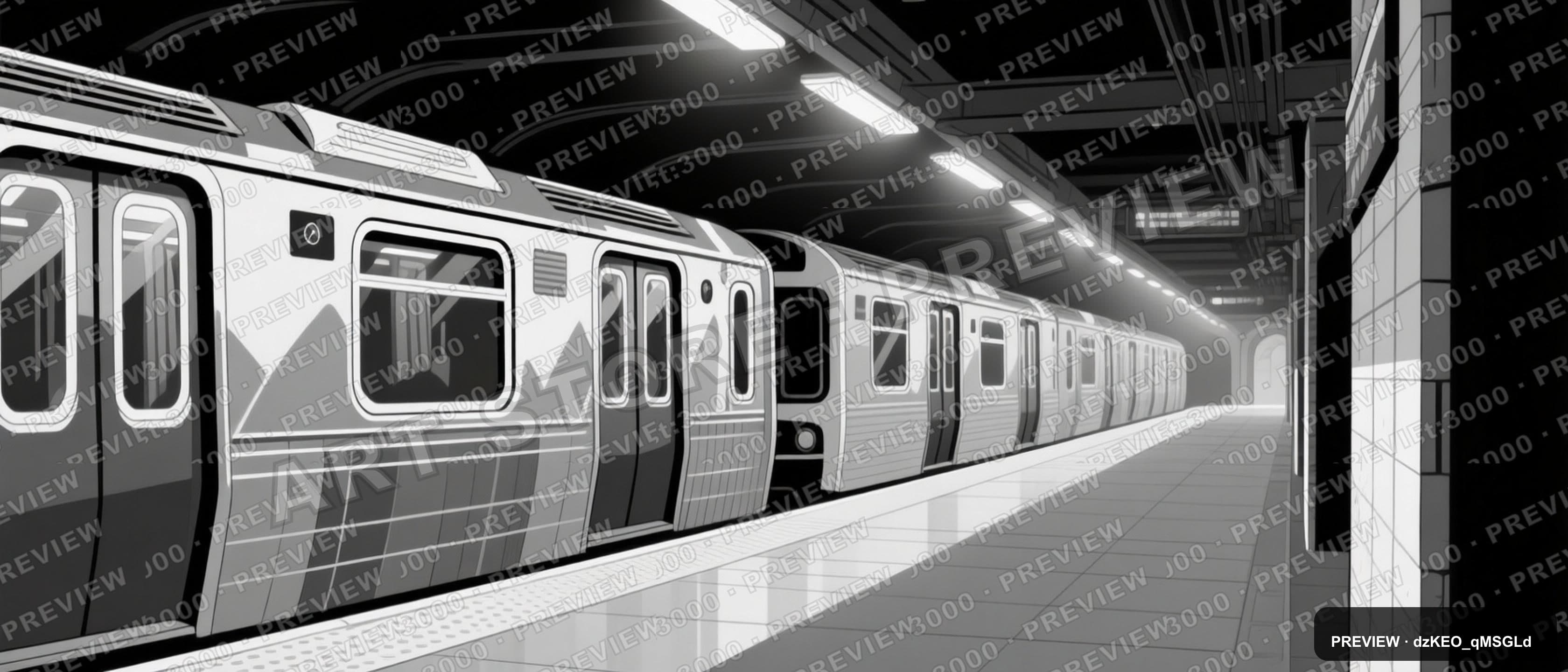 Subway, Cozy aesthetic, Cel Shaded, Meditative mood, Monochrome accents, high... — wallpaper — 3360×1440, Space, Cinematic, Cozy