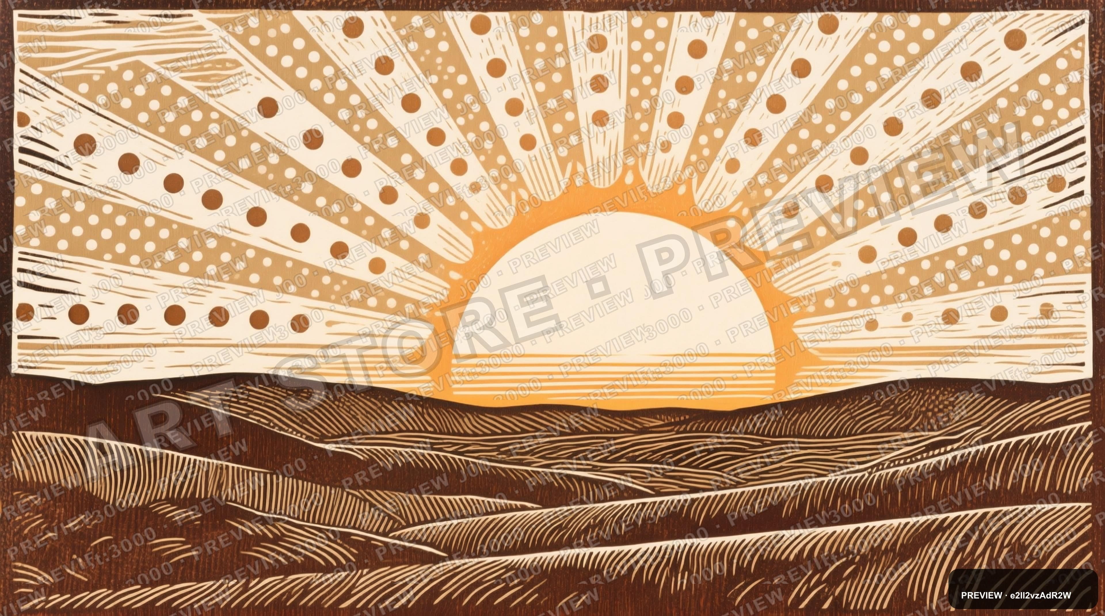 Sunrise, Cozy aesthetic, Woodcut, Bold mood, Beige accents, Dots pattern, 70s... — wallpaper — 3840×2144, Space, Cinematic, Cozy