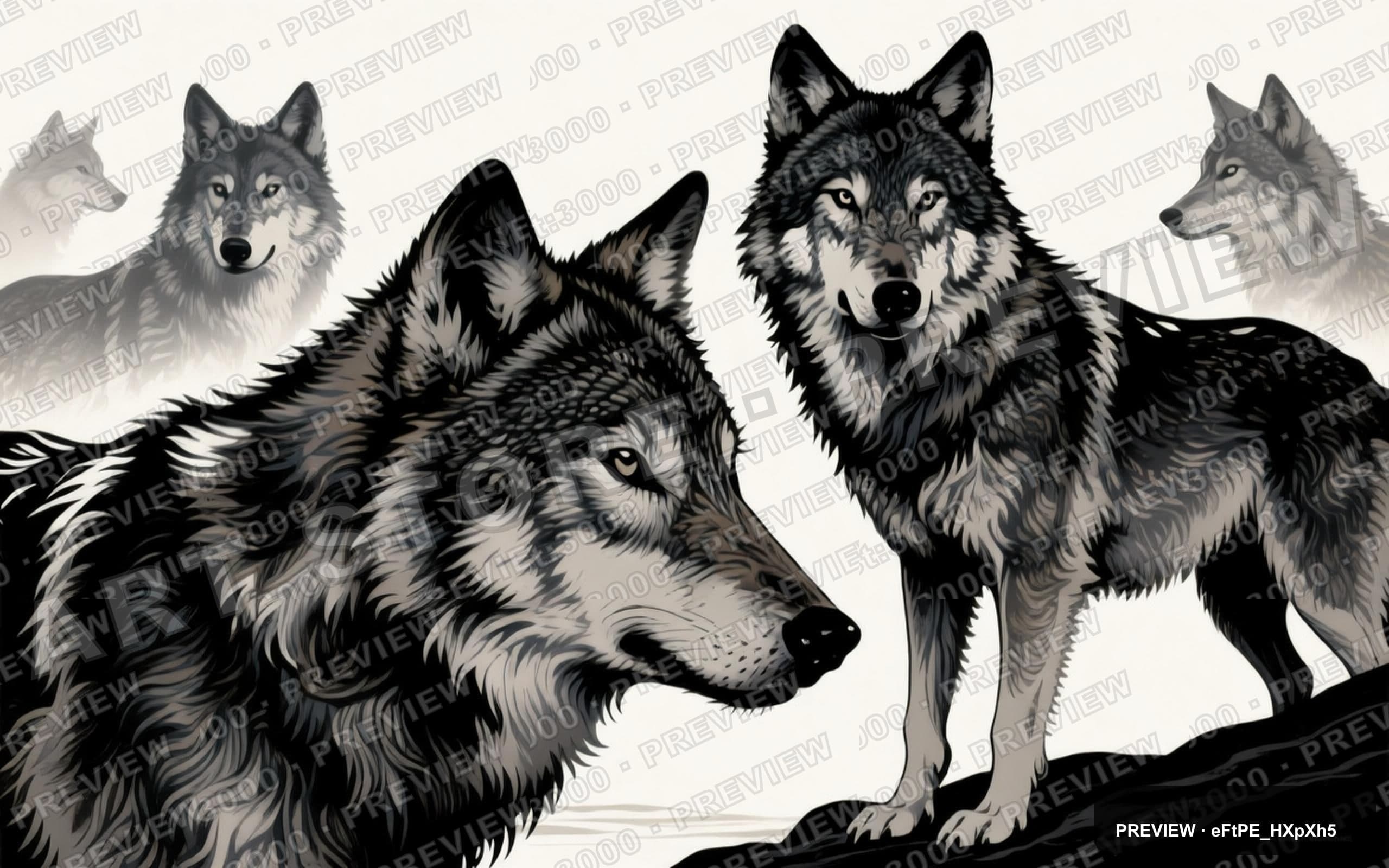 Wolves, Mystic aesthetic, Screen Print, Serene mood, High Contrast accents, h... — wallpaper — 2560×1600, Space, Cinematic, Serene