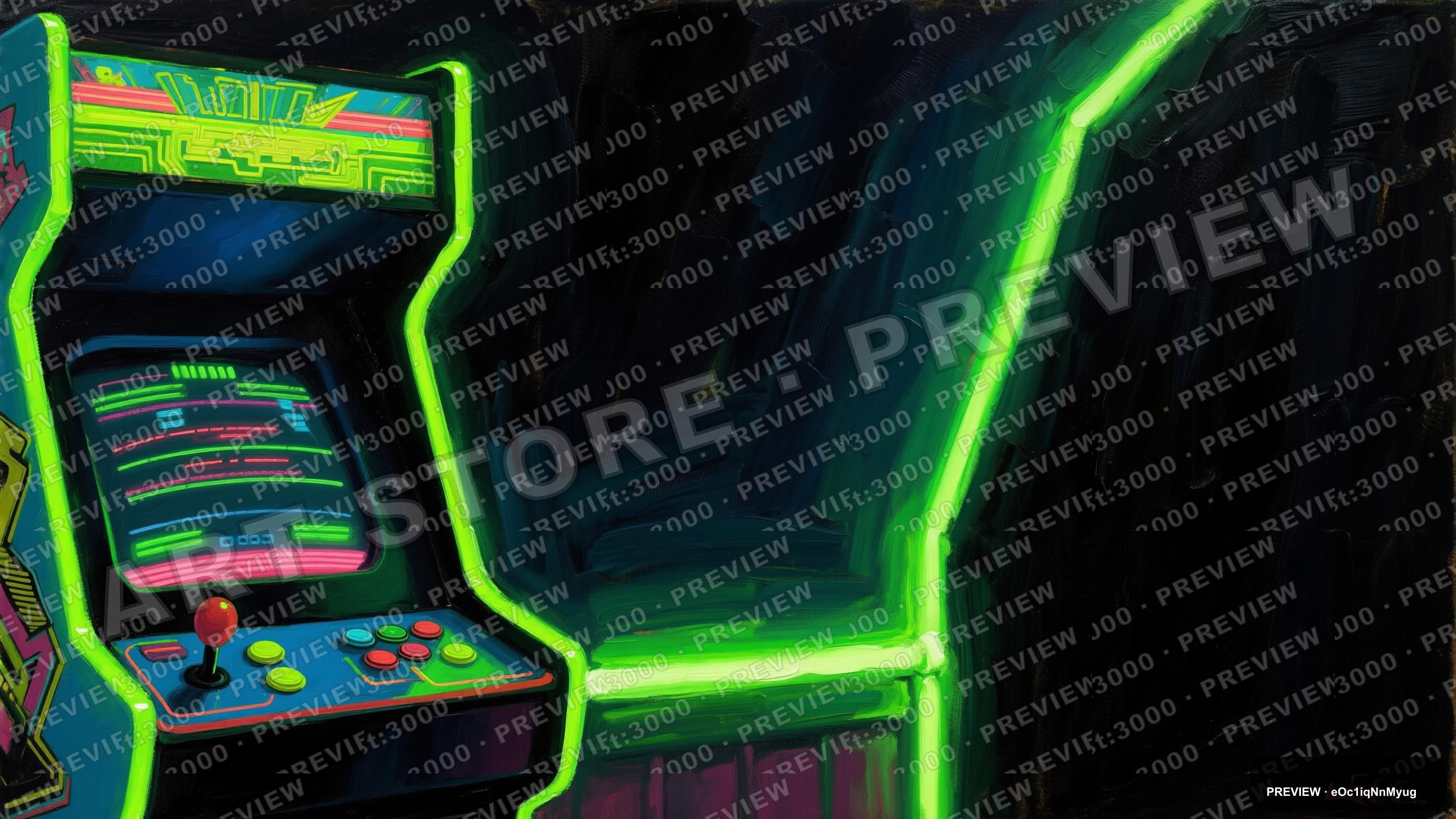 Night, Retro Arcade aesthetic, Oil Painting, Noir mood, Neon Lime accents, Re... — wallpaper — 3840×2160, Neon, Cinematic, Noir