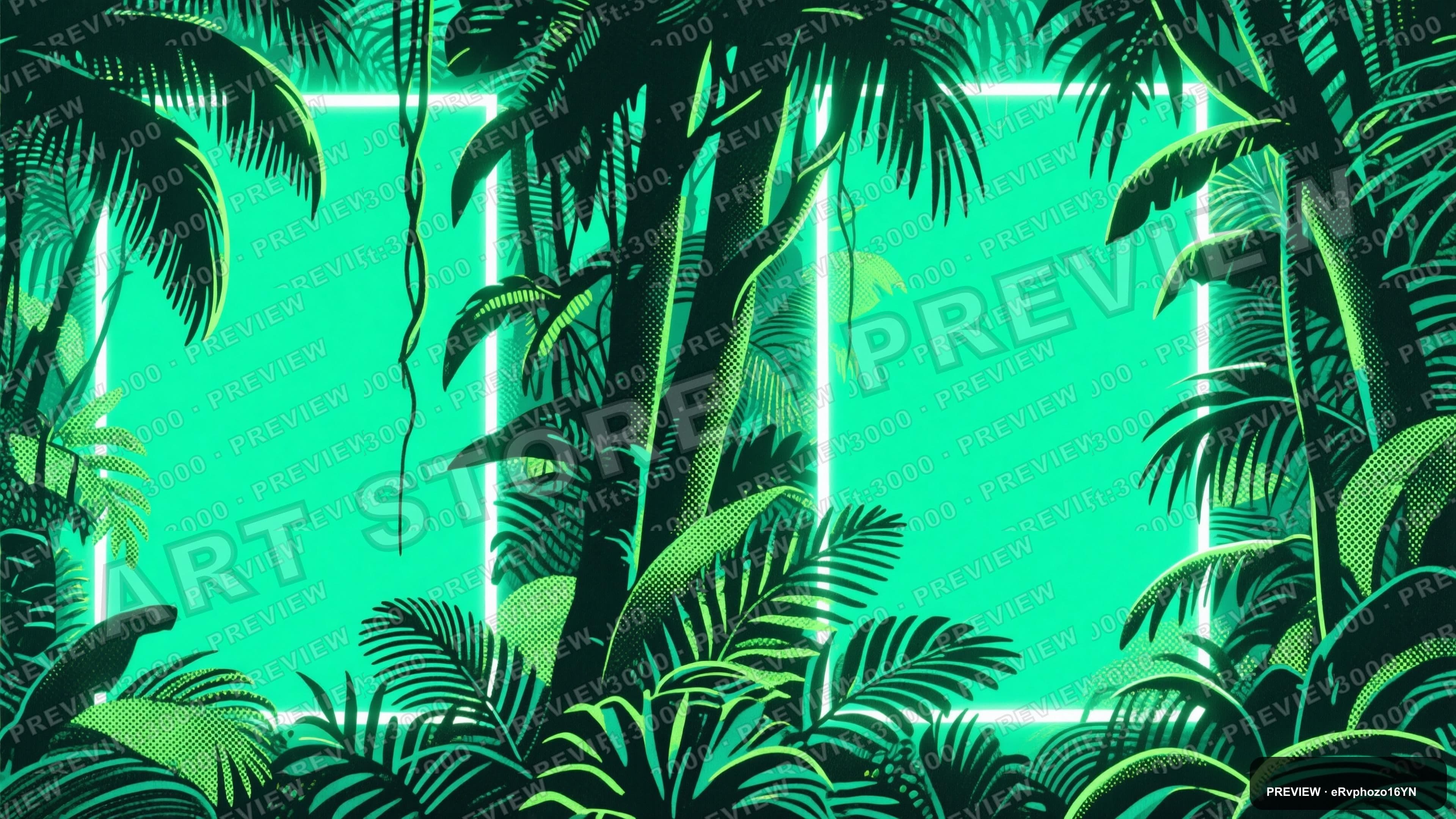 Jungle, Neon aesthetic, Risograph, Calm mood, Lime accents, ultra clean, high... — wallpaper — 3840×2160, Neon, Cinematic, Calm