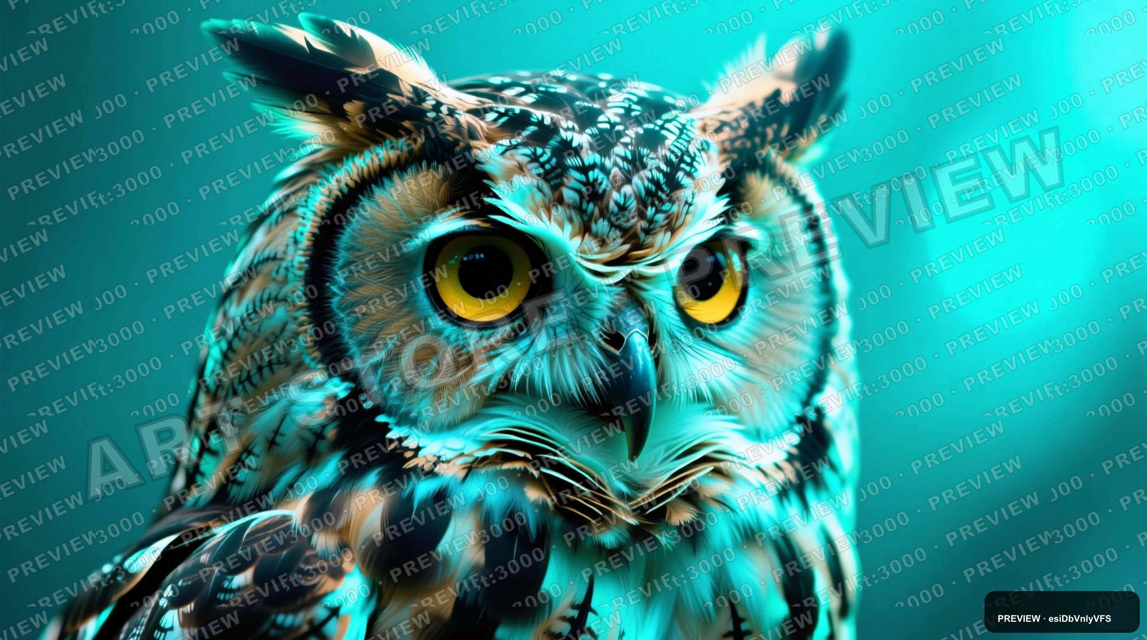 Owls, Surreal aesthetic, Macro, Serene mood, Neon Teal accents, high detail, ... — wallpaper — 3840×2144, Neon, Cinematic, Serene