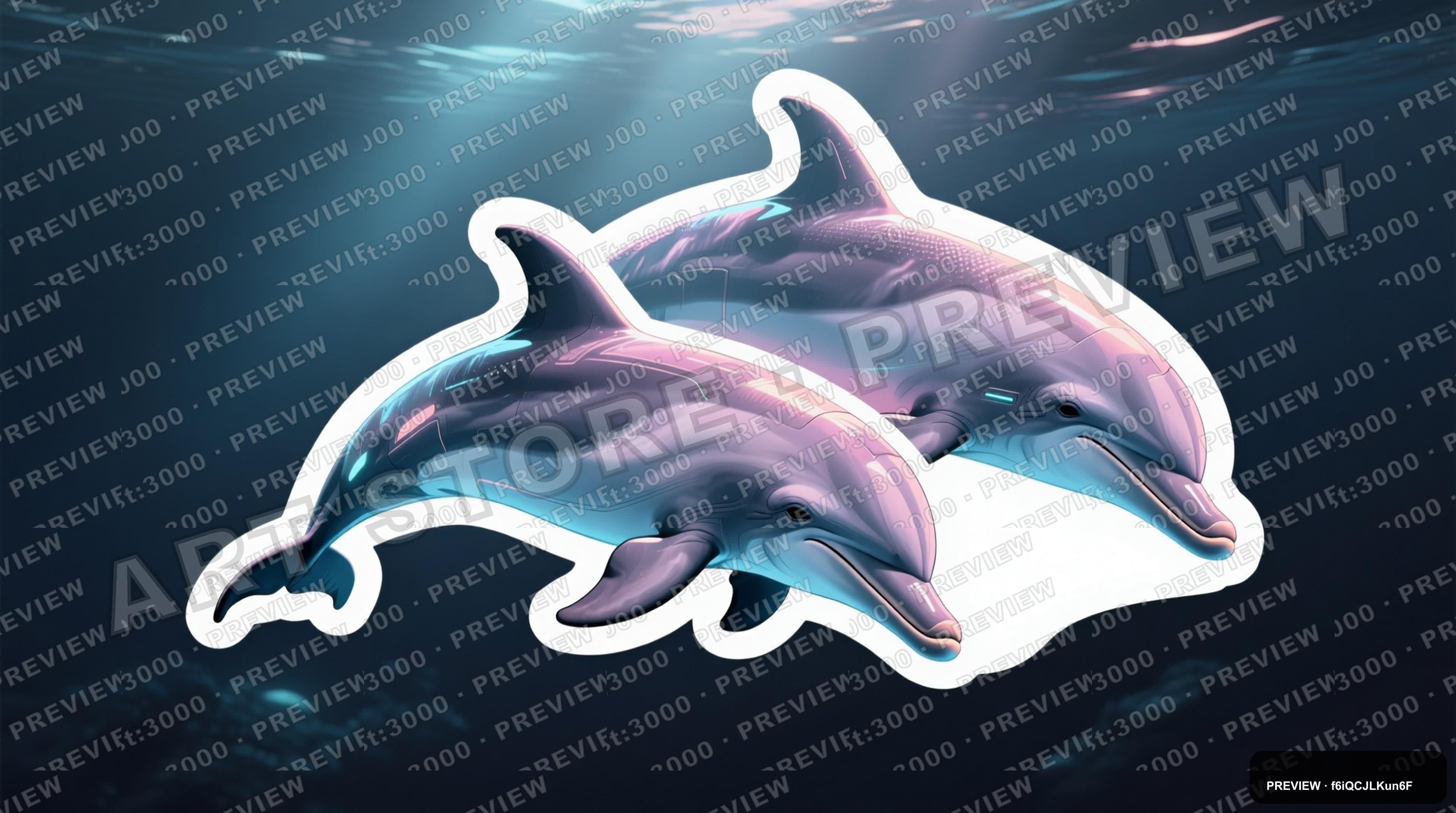 Dolphins, Sci‑Fi aesthetic, Sticker Art, Moody mood, Pastel accents, high det... — wallpaper — 3840×2144, Sci‑Fi, Cinematic, Moody