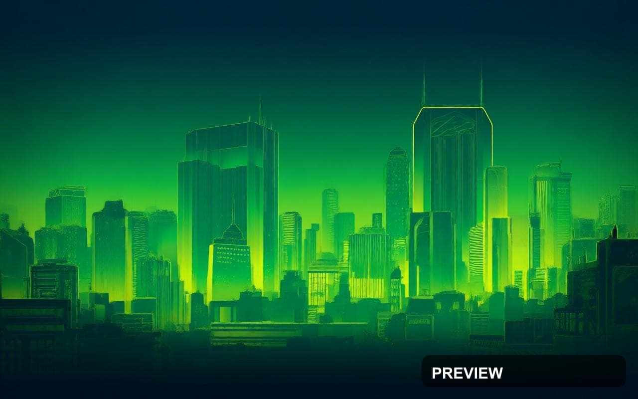 Skyline, Retro Arcade aesthetic, Vector, Calm mood, Neon Yellow accents, Mode... — wallpaper — 1280×800, Neon, Cinematic, Calm
