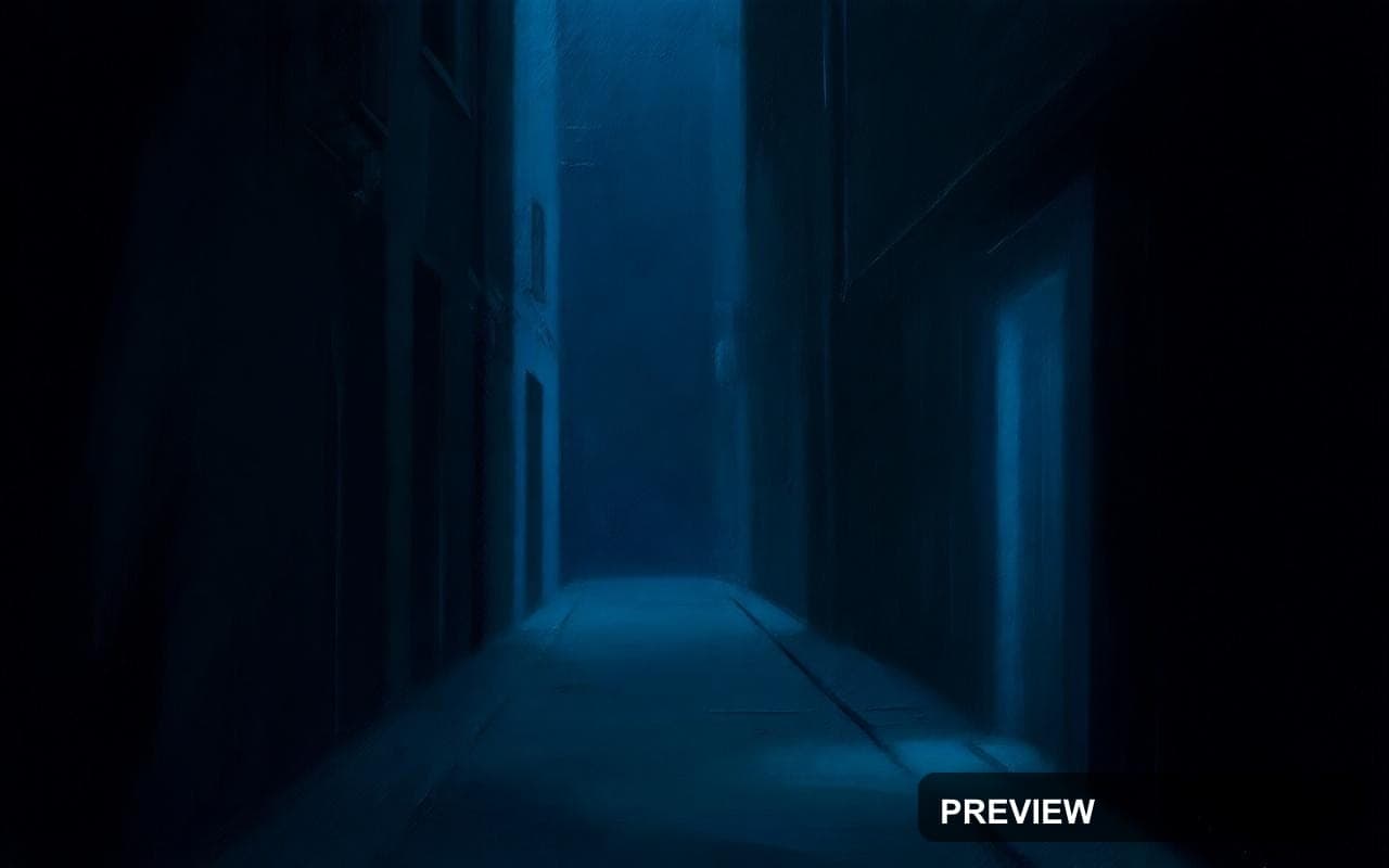 Alley, Retro Futurism aesthetic, Acrylic Painting, Dark mood, Neon Blue accen... — wallpaper — 1280×800, Neon, Cinematic, Dark