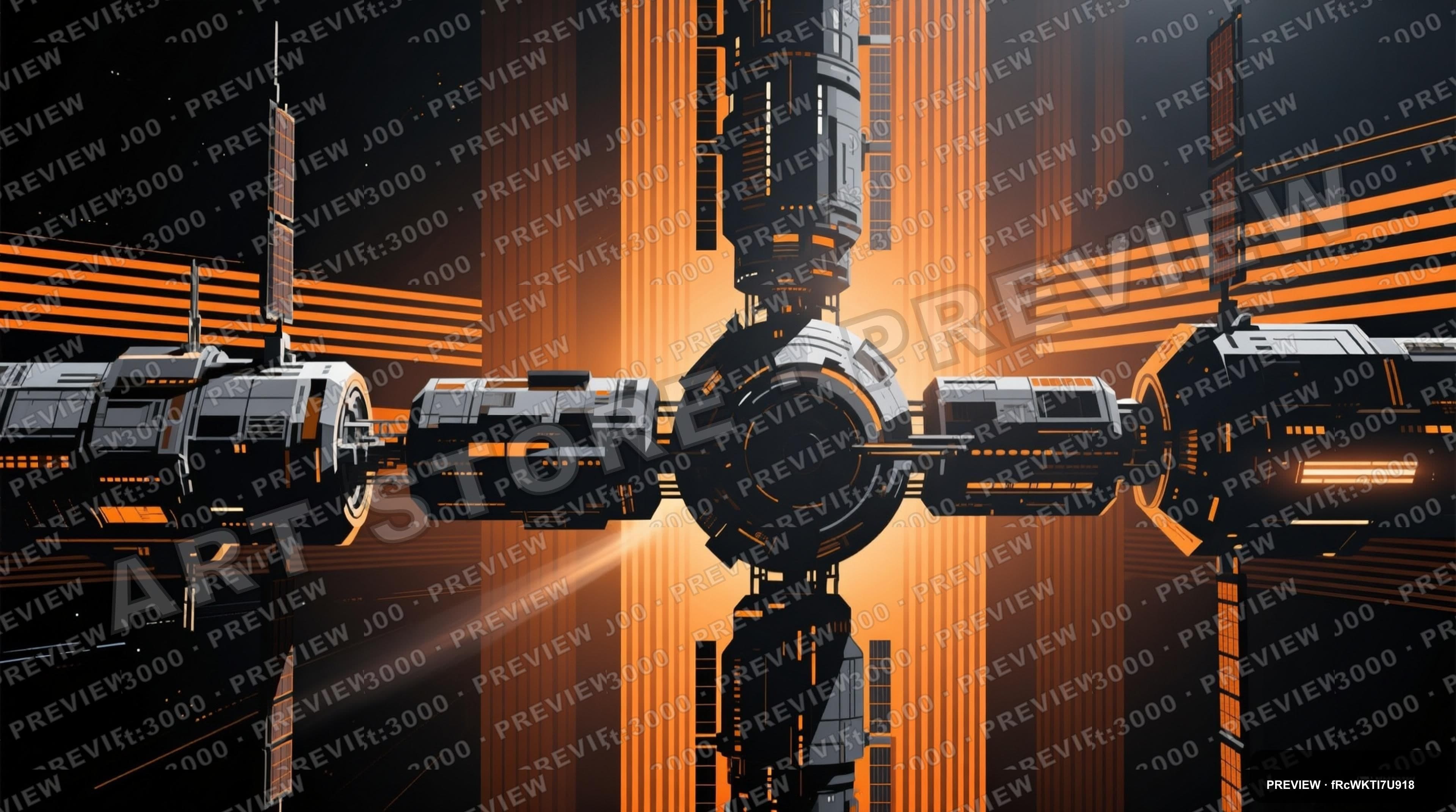 Space Station, Abstract aesthetic, Vector, Mysterious mood, Amber accents, St... — wallpaper — 3840×2144, Space, Cinematic, Mysterious