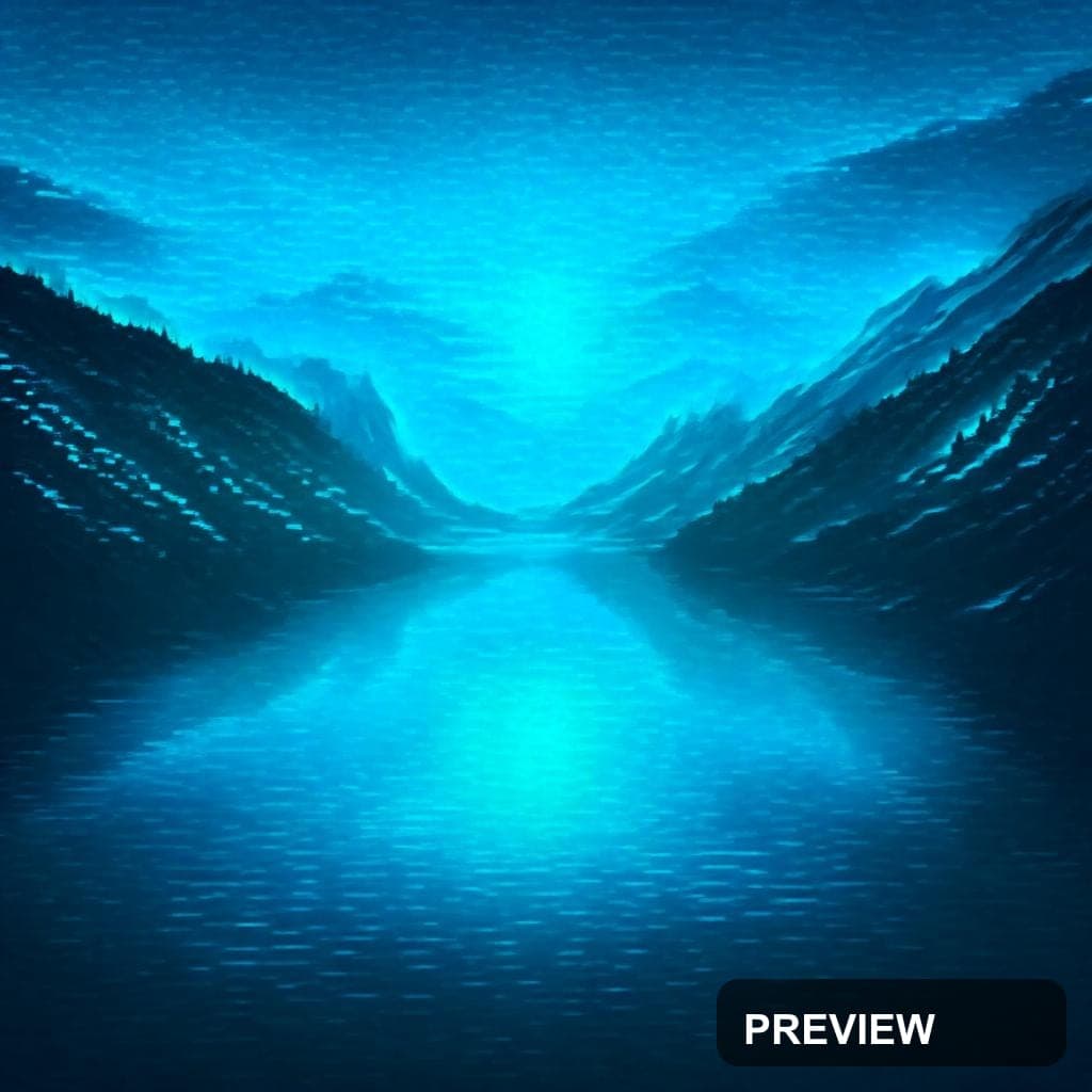 Mountain Lake, Fantasy aesthetic, Neon Glow, Calm mood, Neon Cyan accents, No... — wallpaper — 1024×1024, Neon, Cinematic, Calm