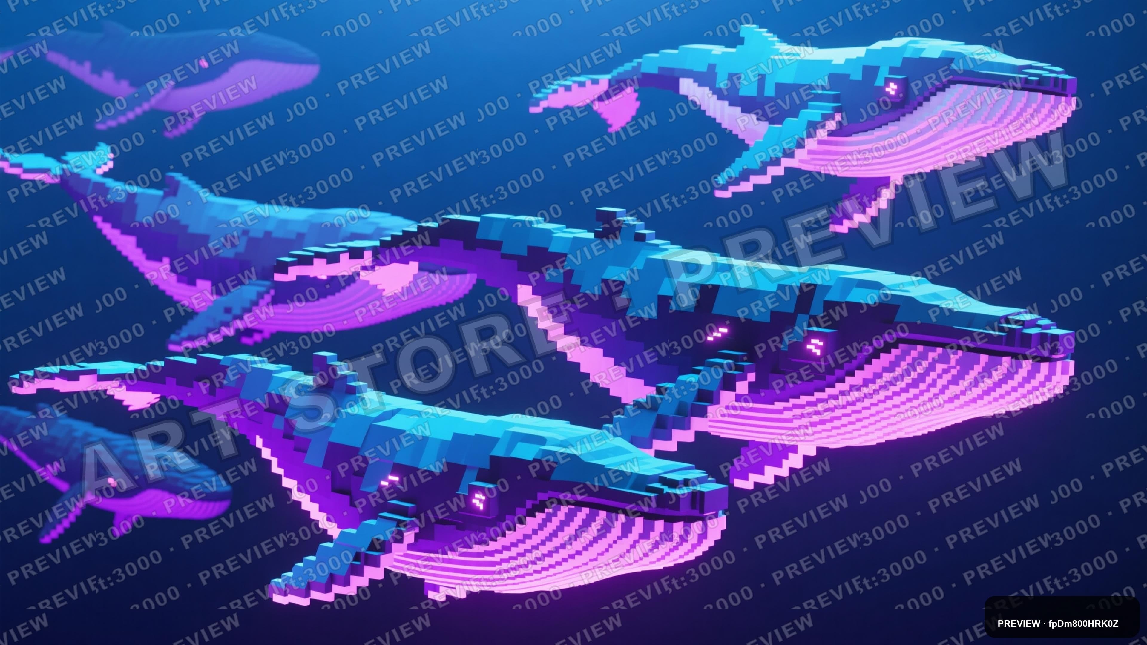 Whales, Sci‑Fi aesthetic, Voxel Art, Calm mood, Neon Violet accents, ultra cl... — wallpaper — 3840×2160, Neon, Cinematic, Calm