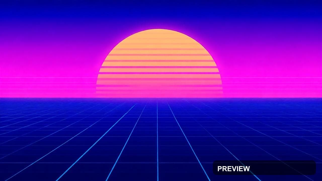 a synthwave sunset over a retro grid landscape, stylized illustration, clean ... — wallpaper — 1280×720, Synthwave, Stylized Illustration, Bold