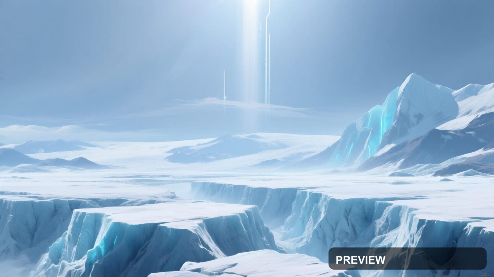 Glacier, Solarpunk aesthetic, Airbrush, Clean mood, Cool Palette accents, hig... — wallpaper — 3840×2160, Space, Cinematic, Clean