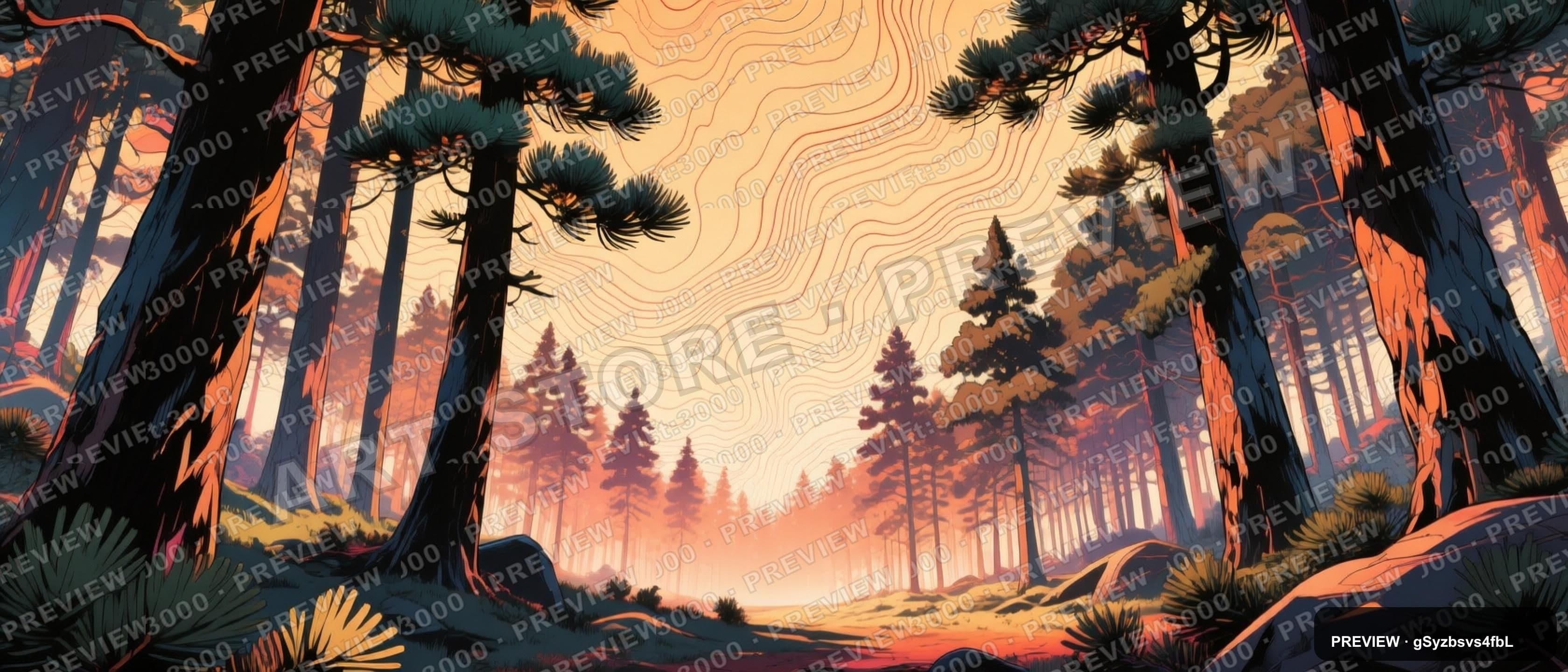 Pine Forest, Maximal aesthetic, Manga, Futuristic mood, Warm Palette accents,... — wallpaper — 3360×1440, Space, Cinematic, Soft