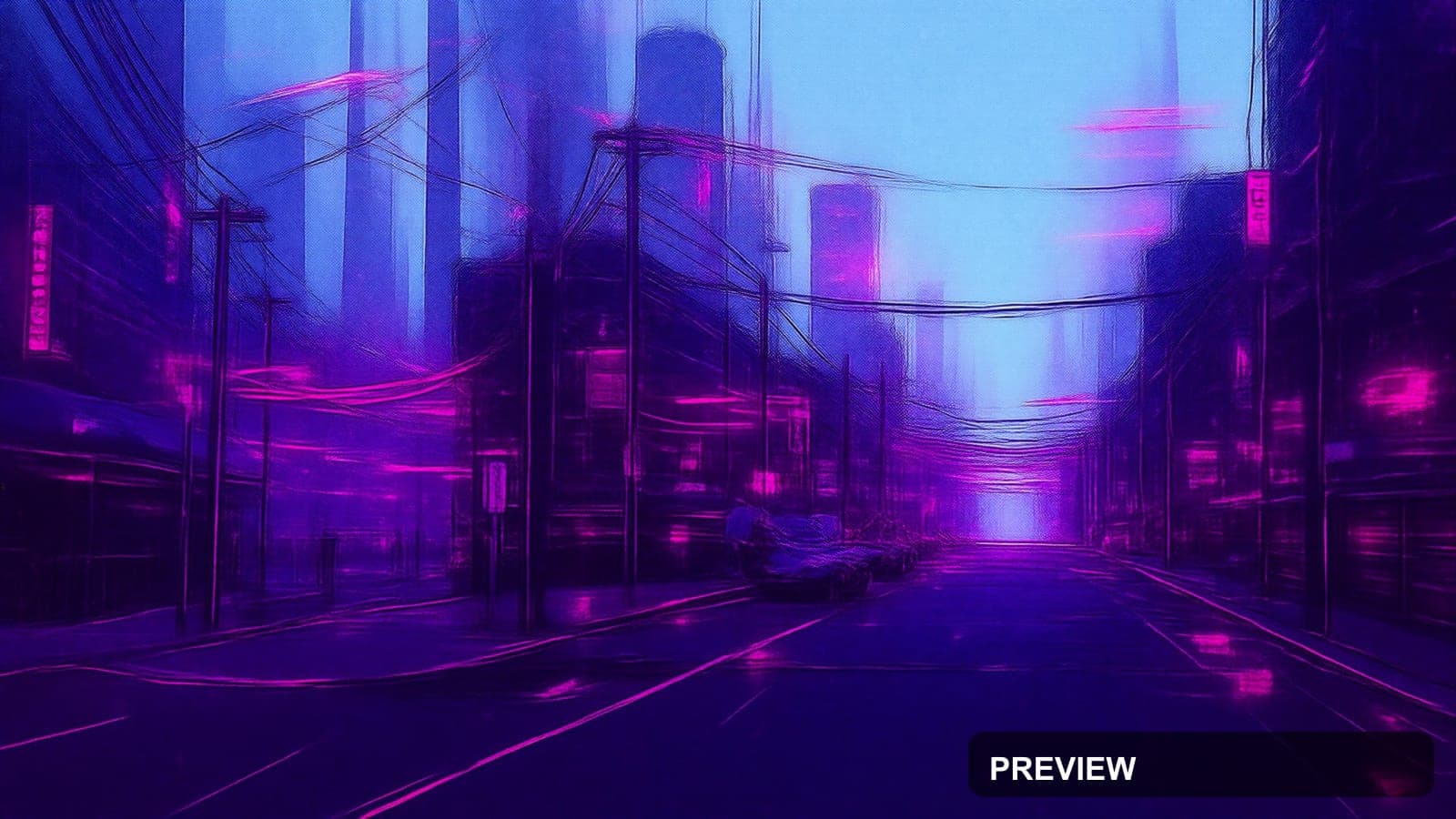 Street, Retro Futurism aesthetic, Gouache, Calm mood, Magenta accents, ultra ... — wallpaper — 3840×2160, Neon, Cinematic, Calm