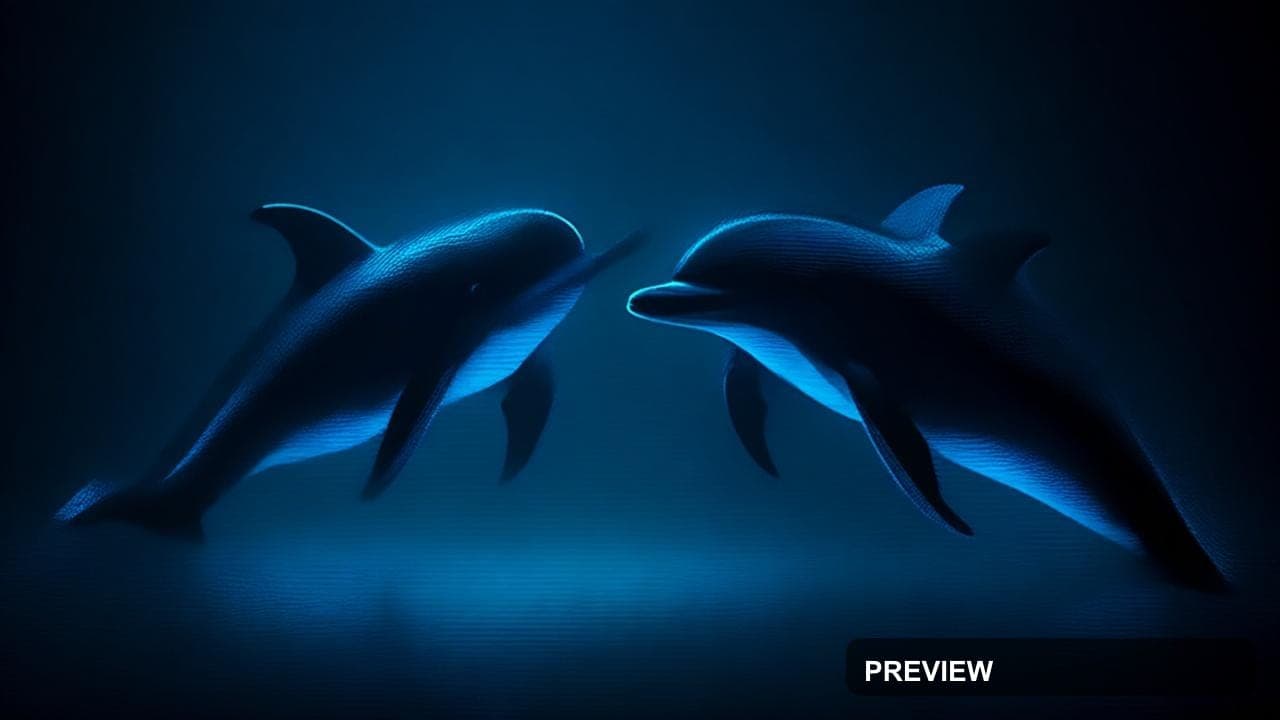Dolphins, Steampunk aesthetic, Neon Glow, Futuristic mood, High Contrast acce... — wallpaper — 1280×720, Neon, Cinematic, Soft