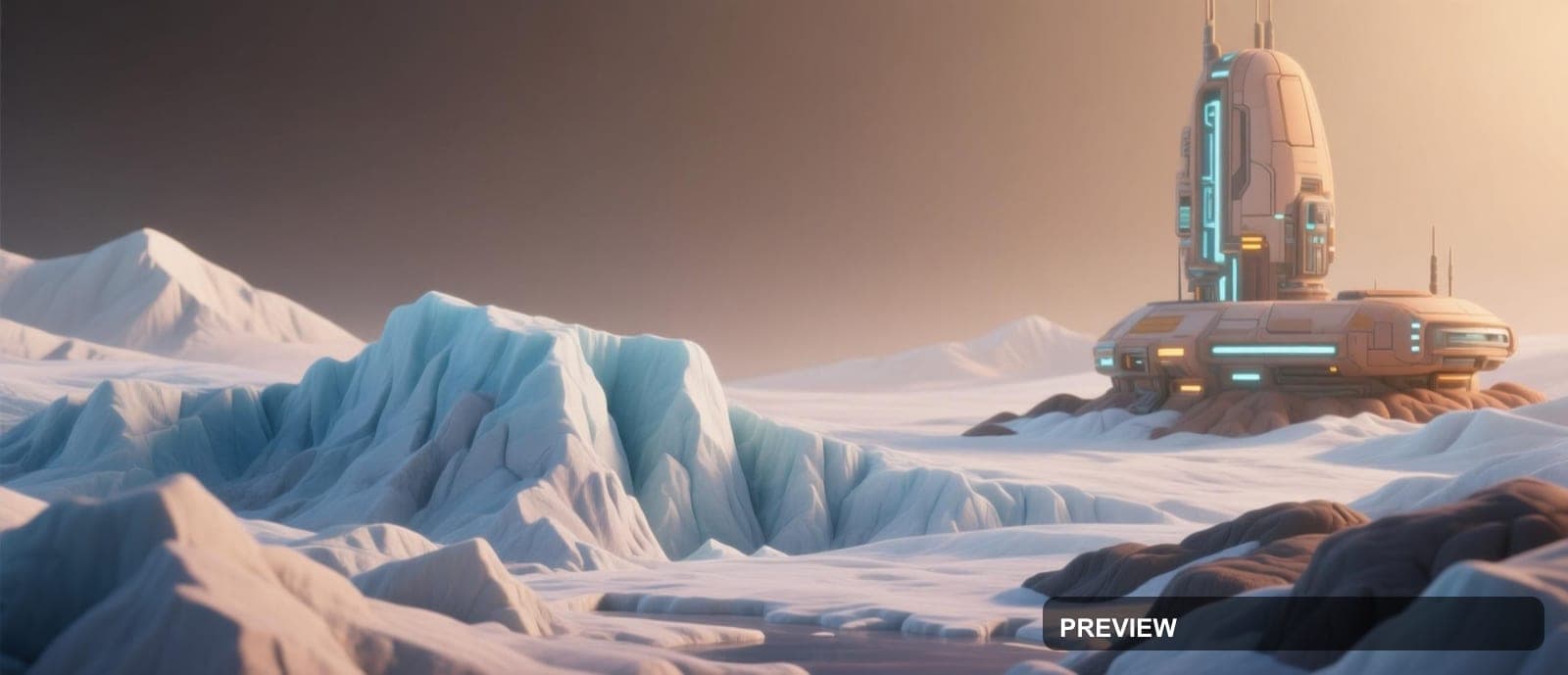 Glacier, Solarpunk aesthetic, Claymation, Futuristic mood, Earth Tones accent... — wallpaper — 2528×1088, Space, Cinematic, Soft