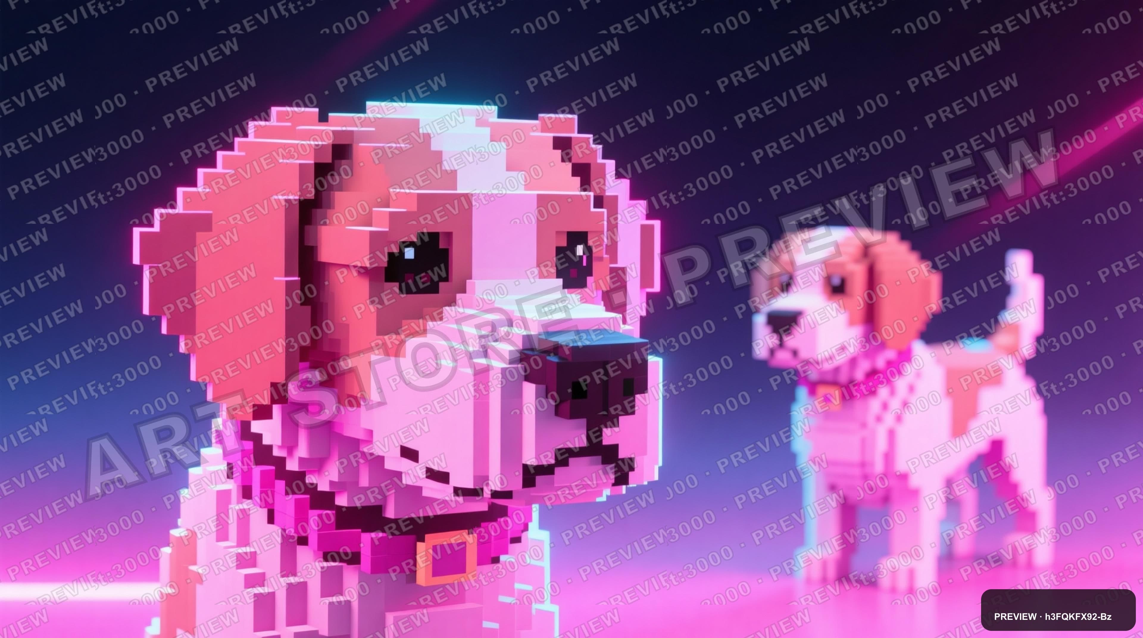 Dogs, Synthwave aesthetic, Voxel Art, Dreamy mood, Pink accents, ultra clean,... — wallpaper — 3840×2144, Neon, Cinematic, Dreamy