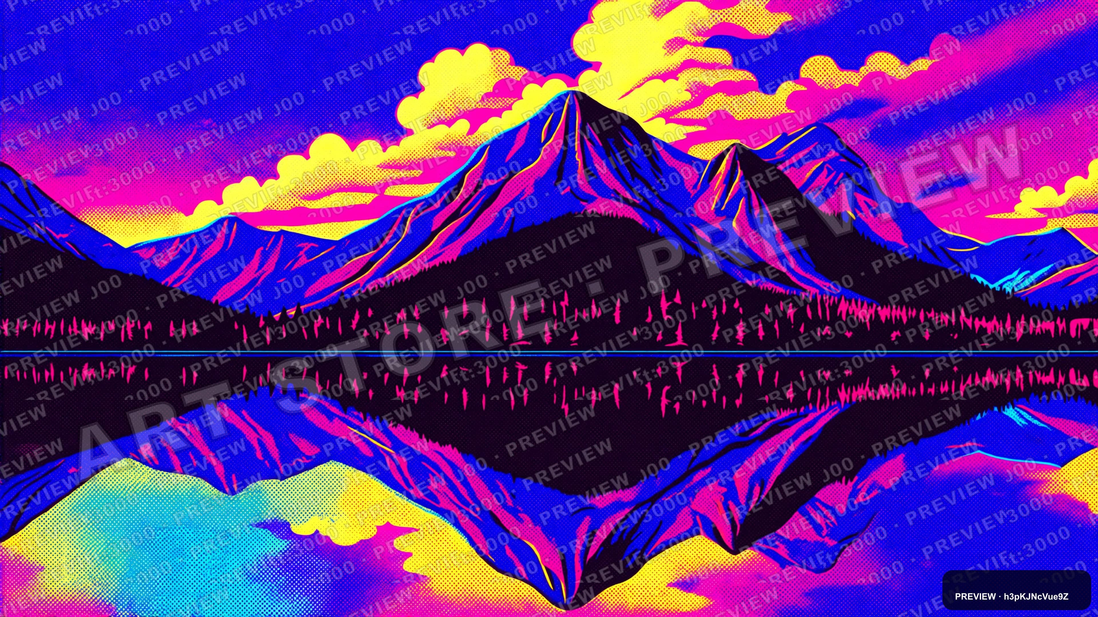 Mountain Lake, Neon aesthetic, Risograph, Bold mood, Rainbow accents, ultra c... — wallpaper — 3840×2160, Neon, Cinematic, Bold
